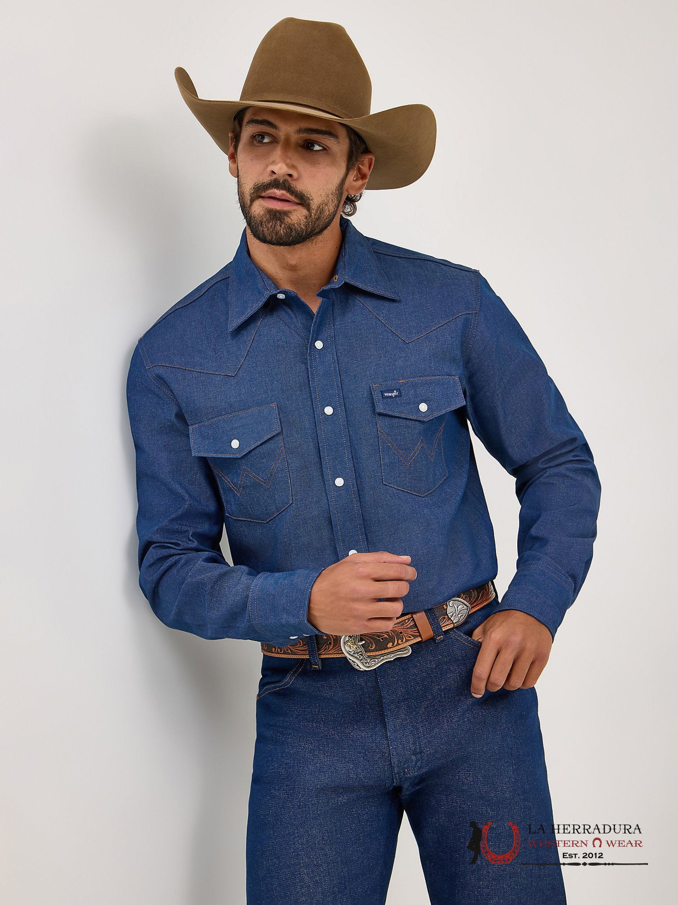 WRANGLER COWBOY CUT® WORK WESTERN RIGID DENIM LONG SLEEVE SHIRT 3263 ROPA HOMBRES