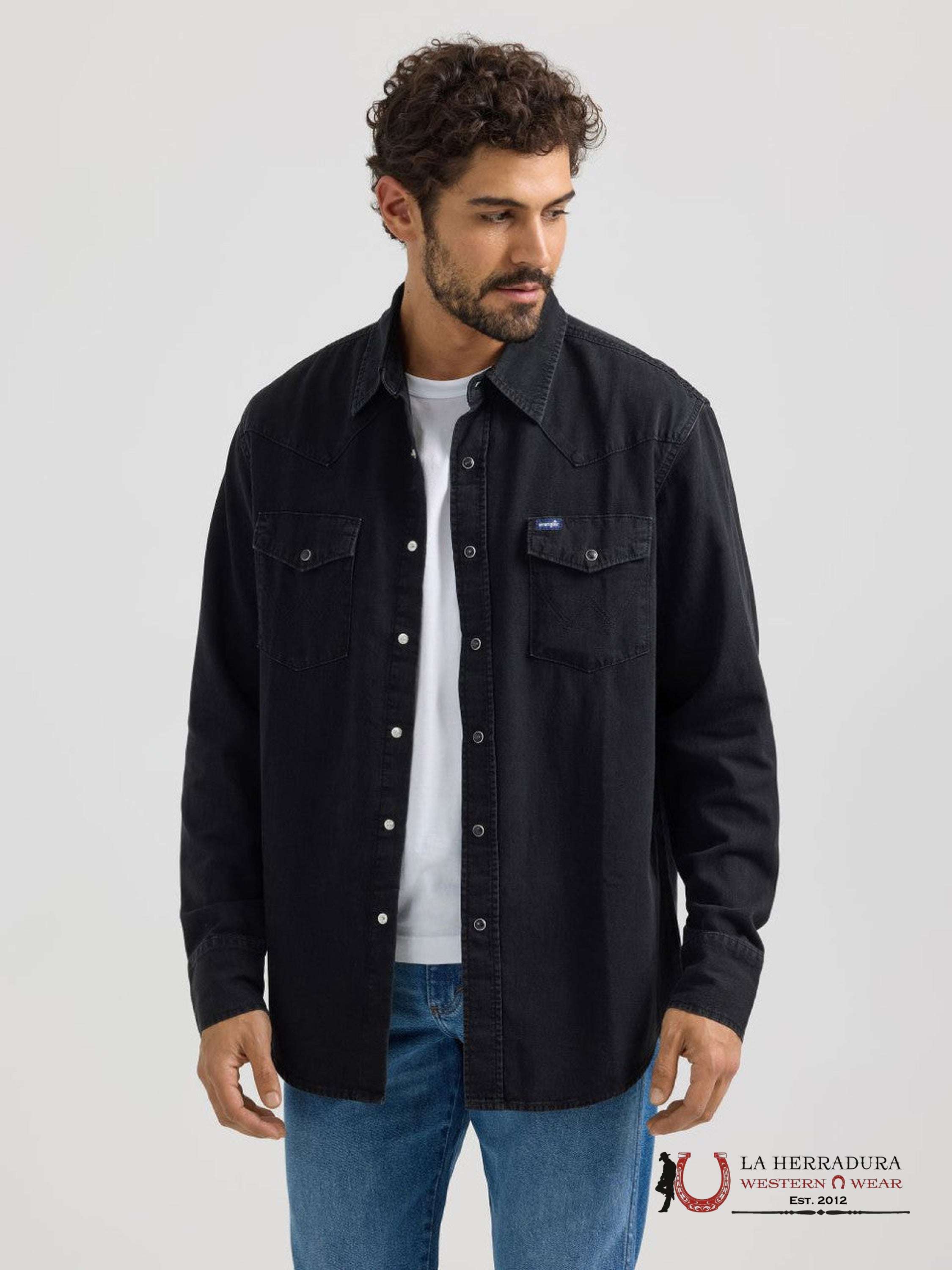 WRANGLER COWBOY CUT WORK WESTERN RIGID DENIM LONG SLEEVE SHIRT 1702 ROPA HOMBRES