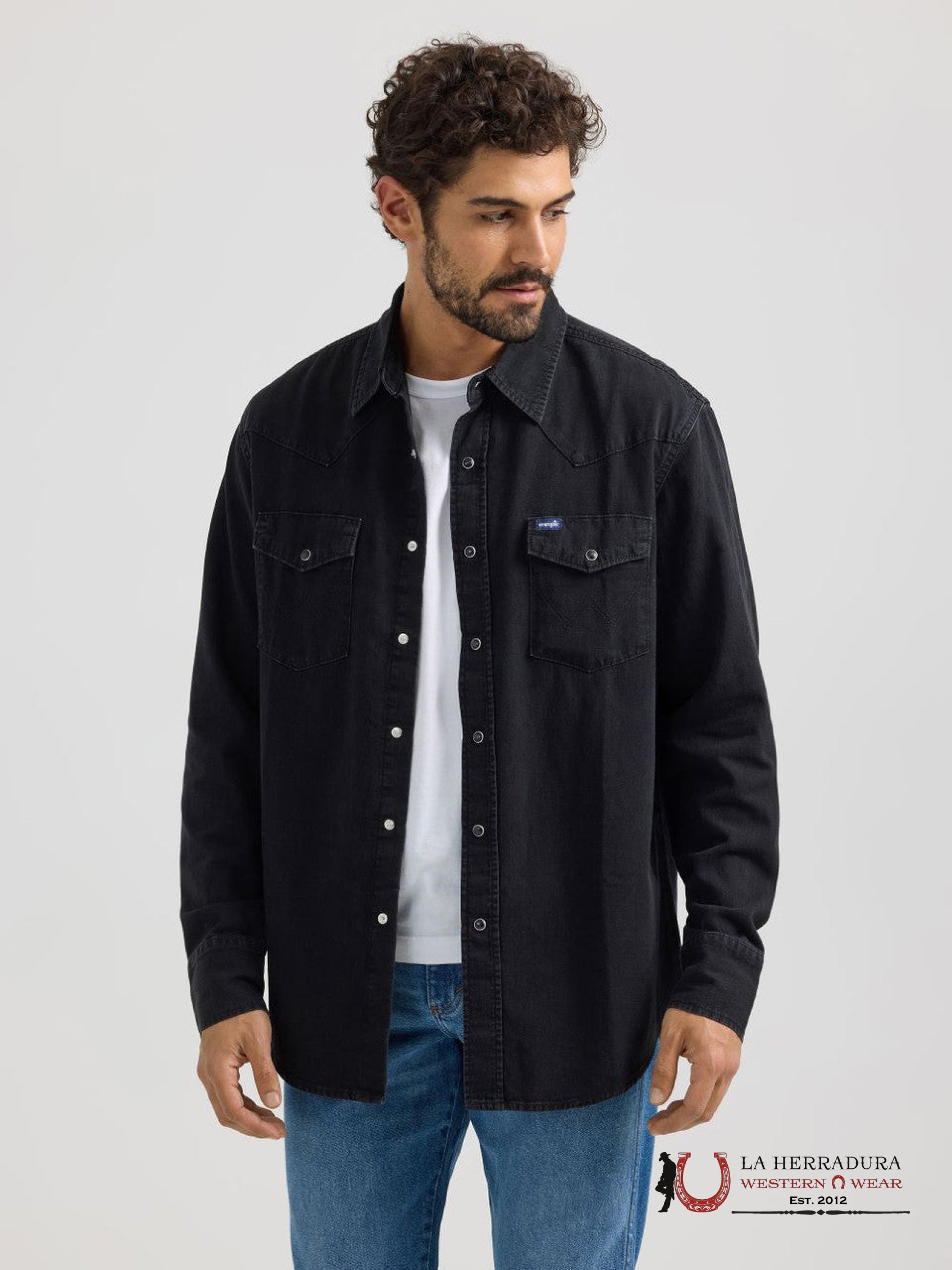 WRANGLER COWBOY CUT WORK WESTERN RIGID DENIM LONG SLEEVE SHIRT 1702 ROPA HOMBRES