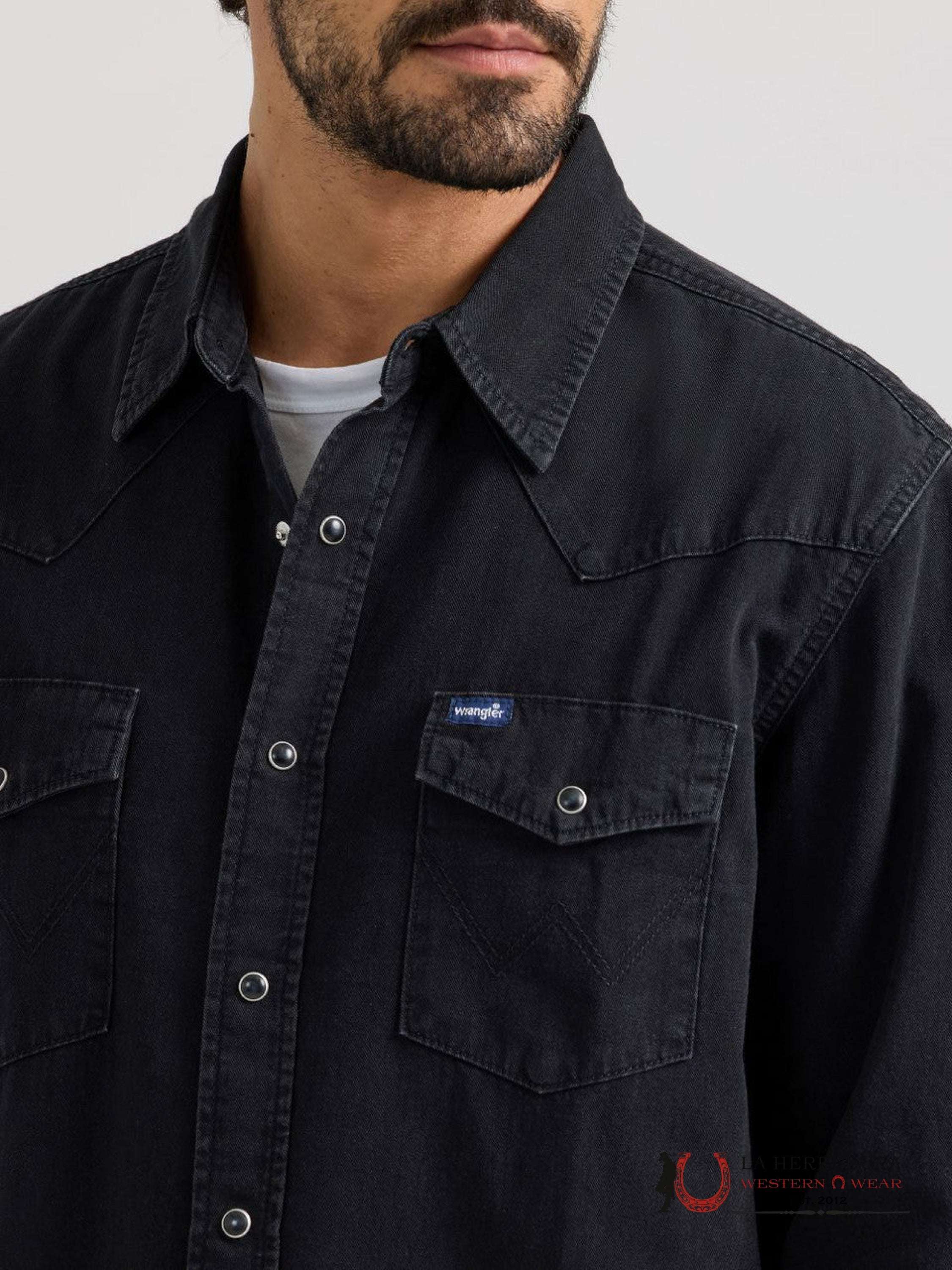 WRANGLER COWBOY CUT WORK WESTERN RIGID DENIM LONG SLEEVE SHIRT 1702 ROPA HOMBRES