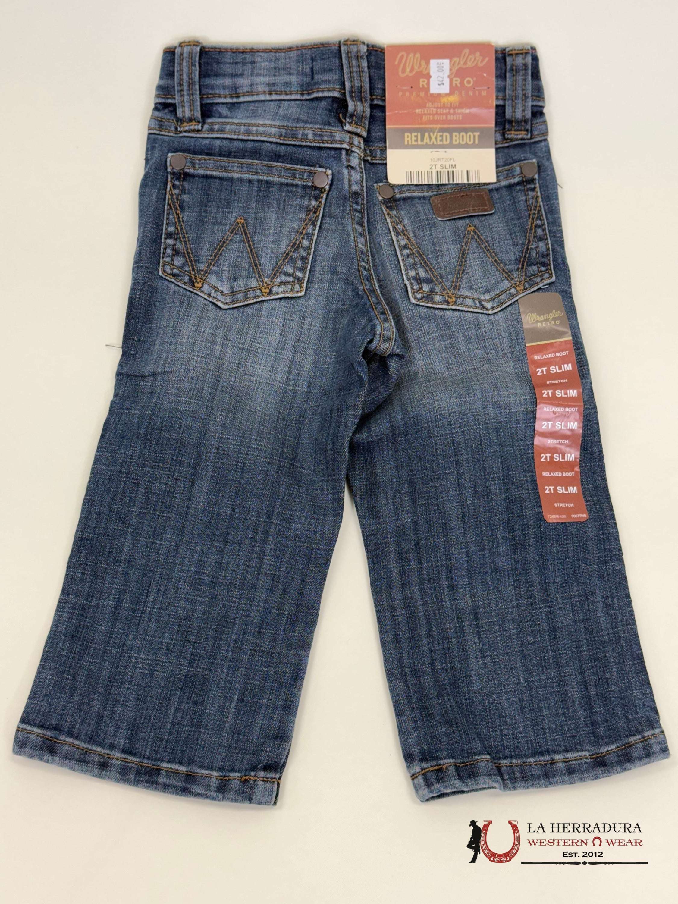 Wrangler Dark Wash Relaxed Boot Niños