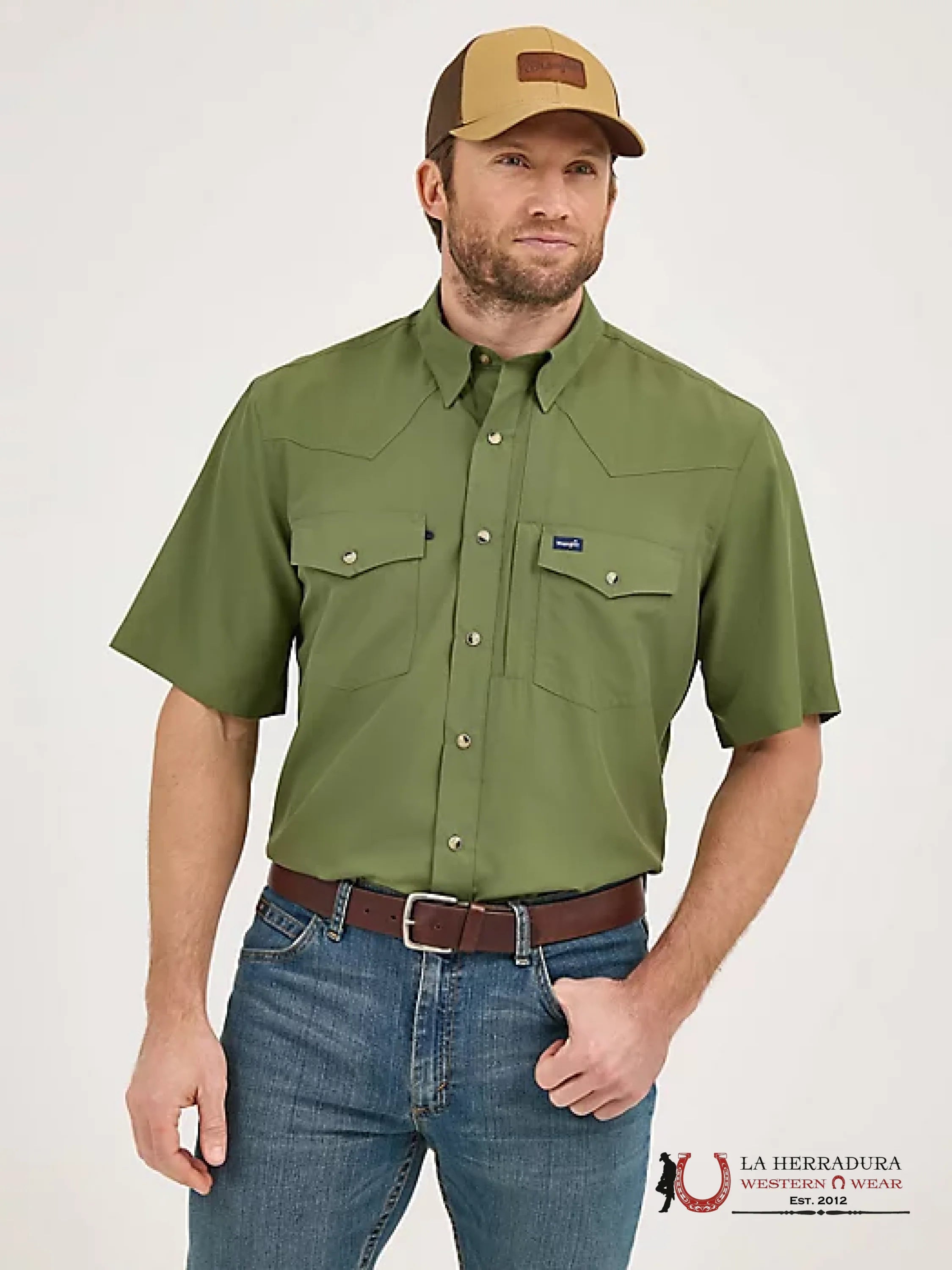 WRANGLER Forest Green Short Sleeve Shirt ROPA HOMBRES