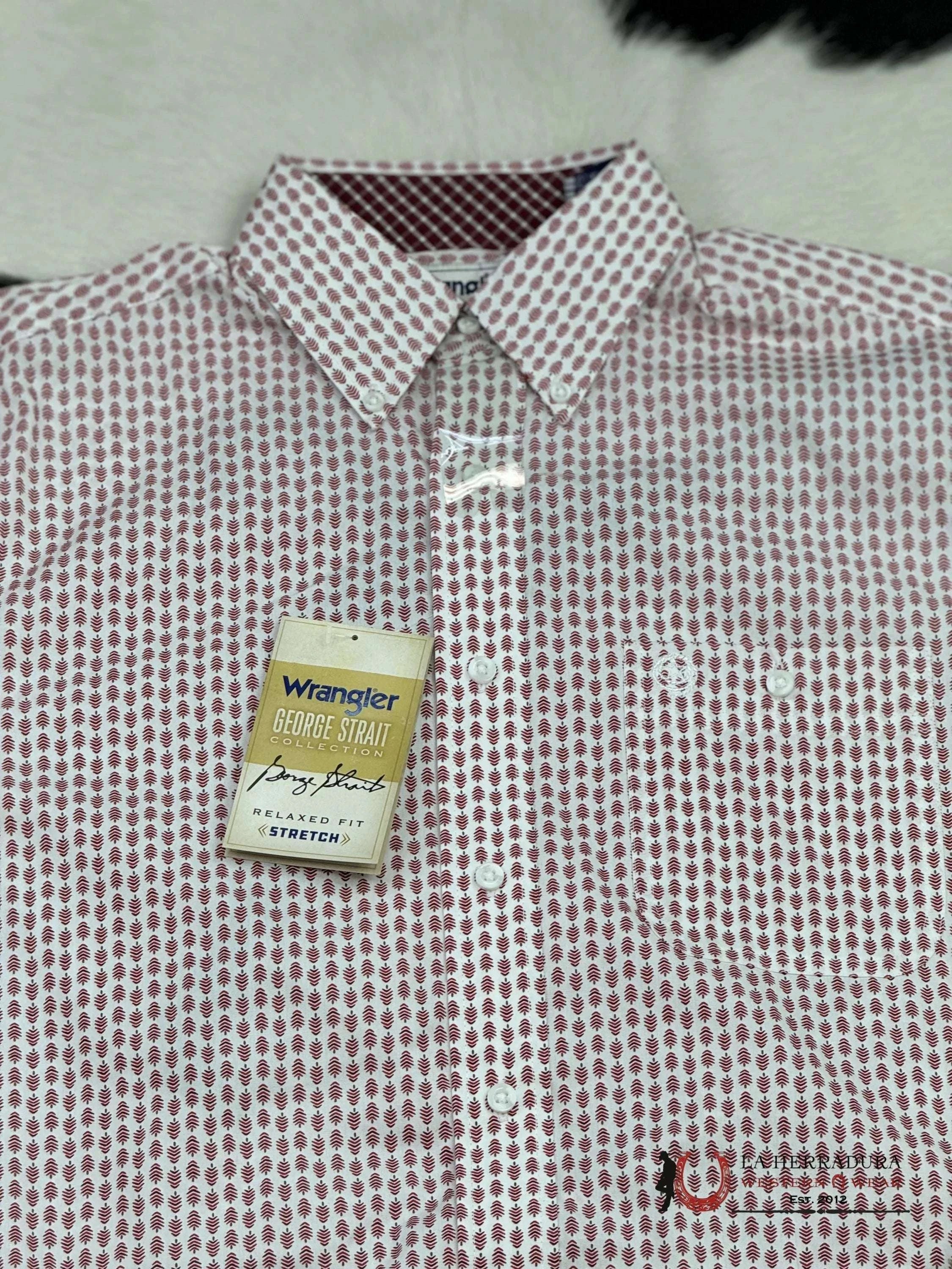 Wrangler George Satrait Relaxed Fir White/Red Long Sleeve 6600 Ropa Hombres