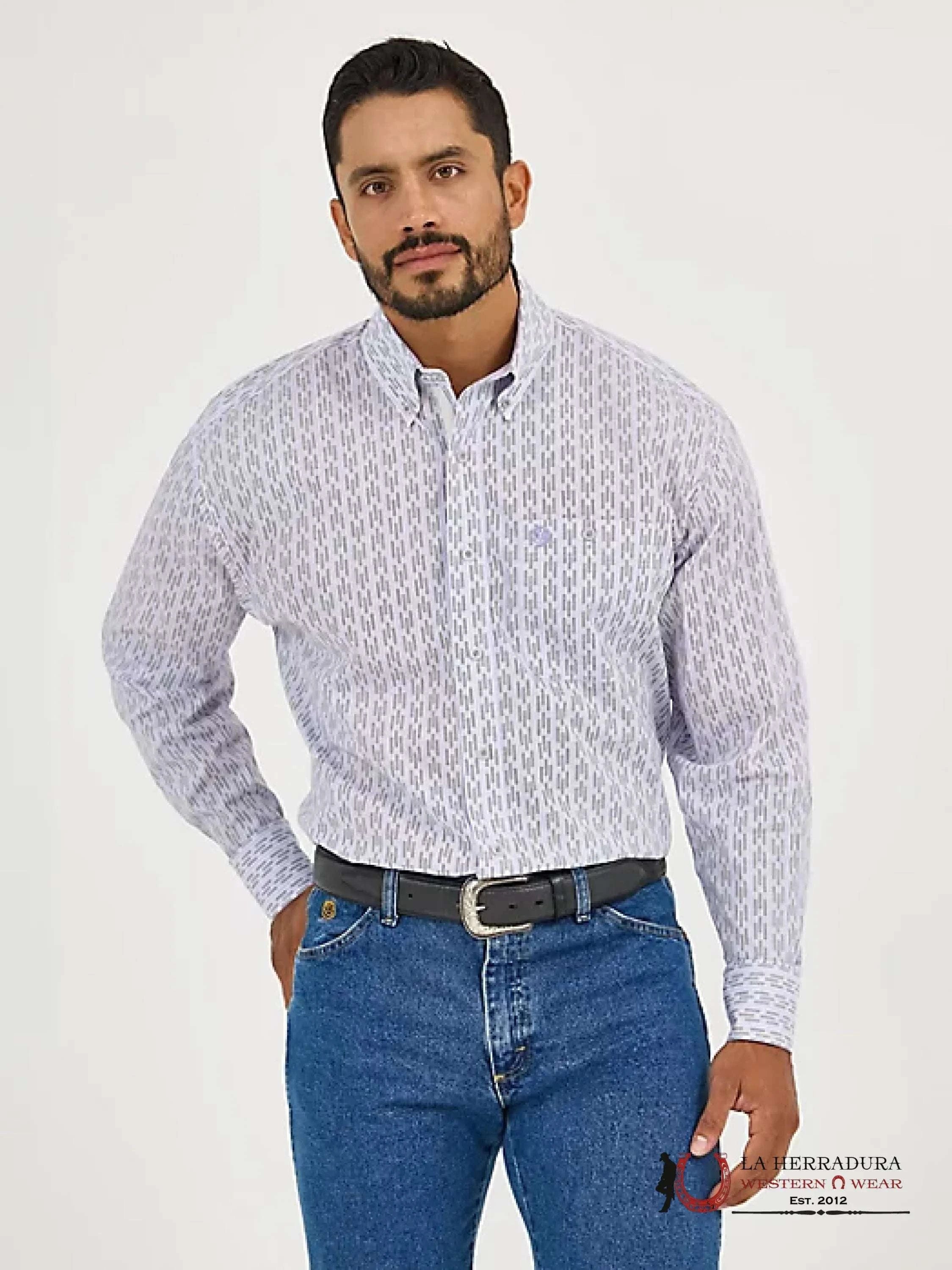 WRANGLER GEORGE STRAIT LONG SLEEVE BUTTON DOWN ONE POCKET SHIRT VIOLET FIT - 5400 ROPA HOMBRES