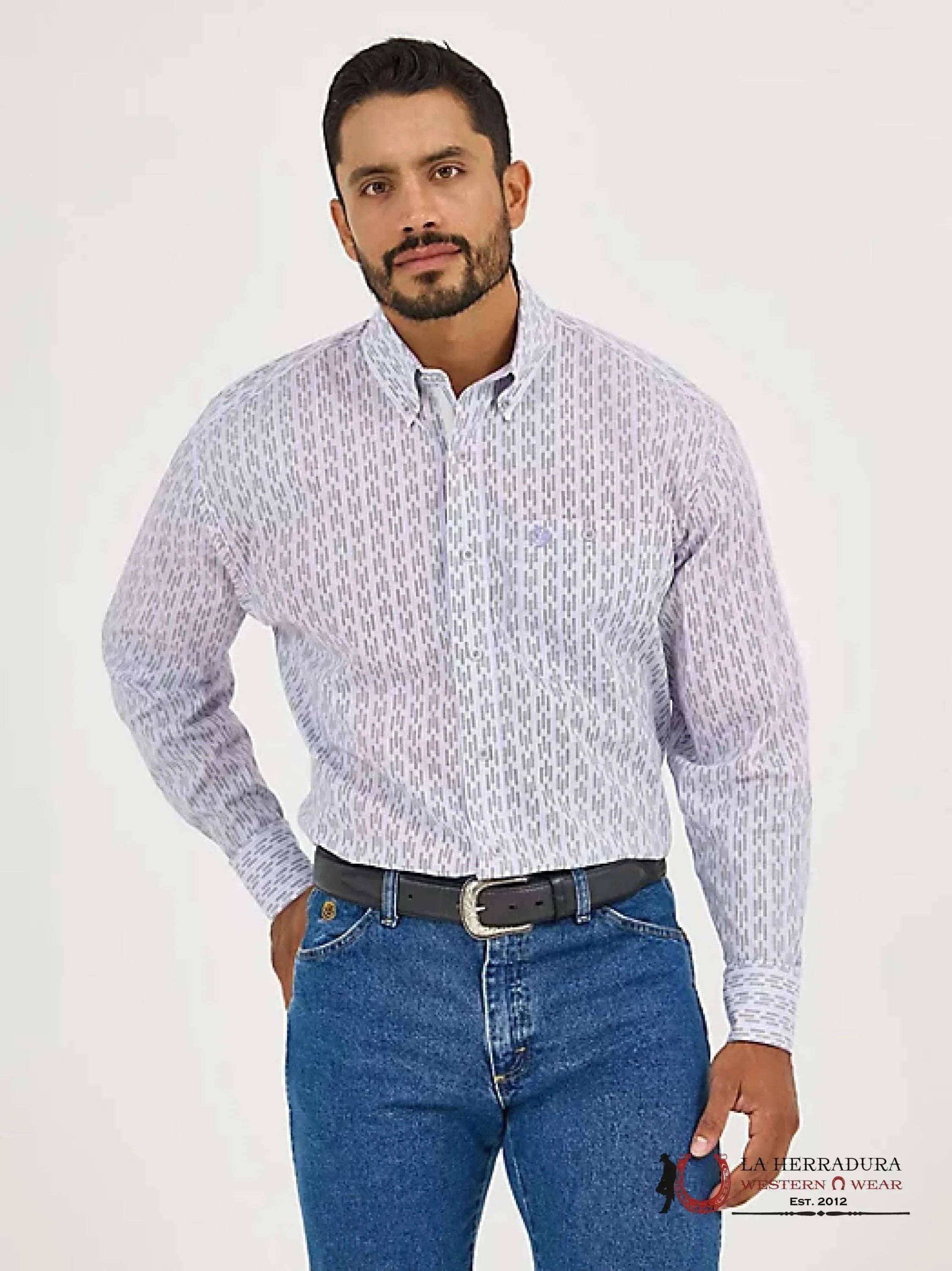 WRANGLER GEORGE STRAIT LONG SLEEVE BUTTON DOWN ONE POCKET SHIRT VIOLET FIT - 5400 ROPA HOMBRES