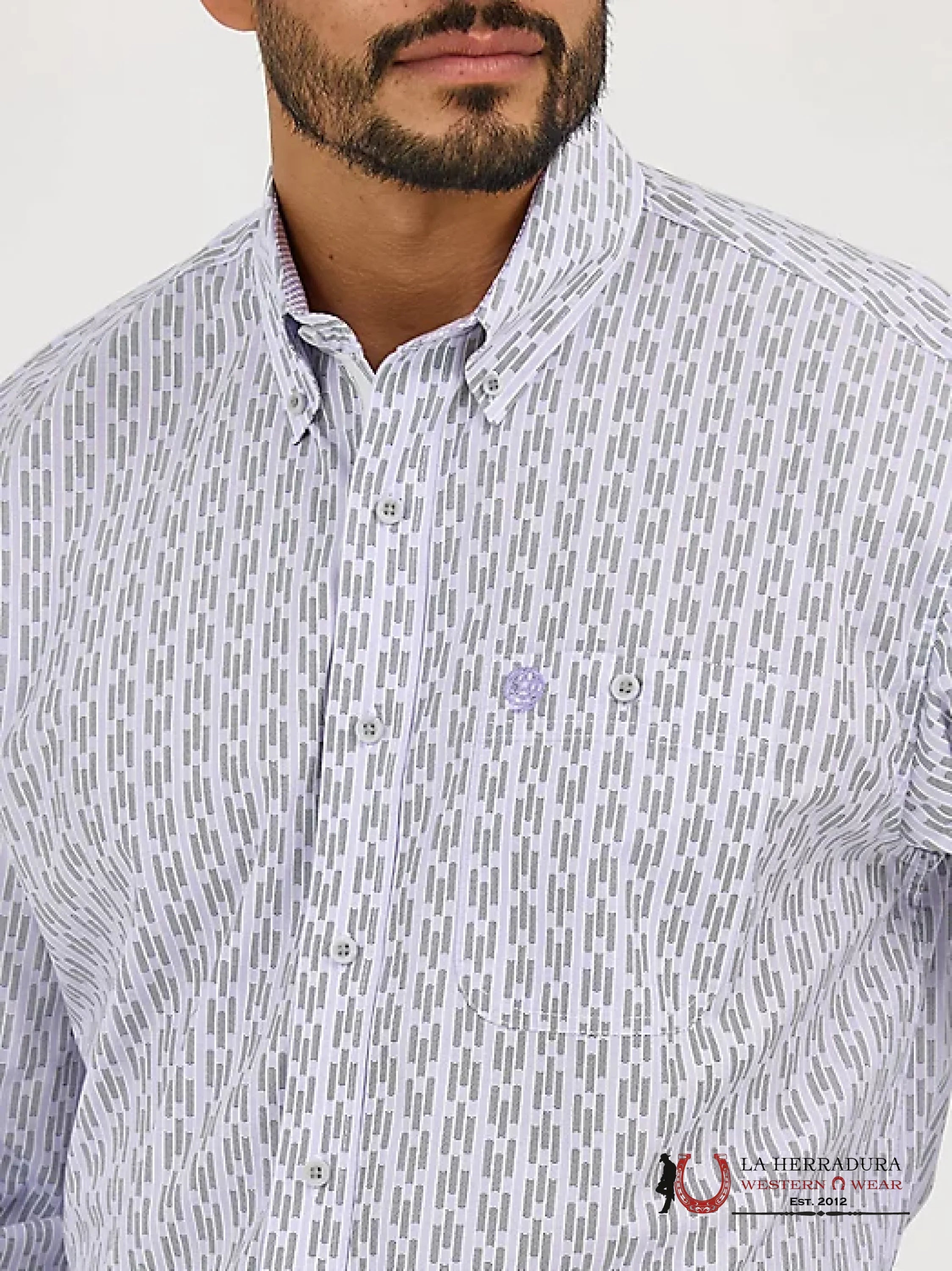 WRANGLER GEORGE STRAIT LONG SLEEVE BUTTON DOWN ONE POCKET SHIRT VIOLET FIT - 5400 ROPA HOMBRES