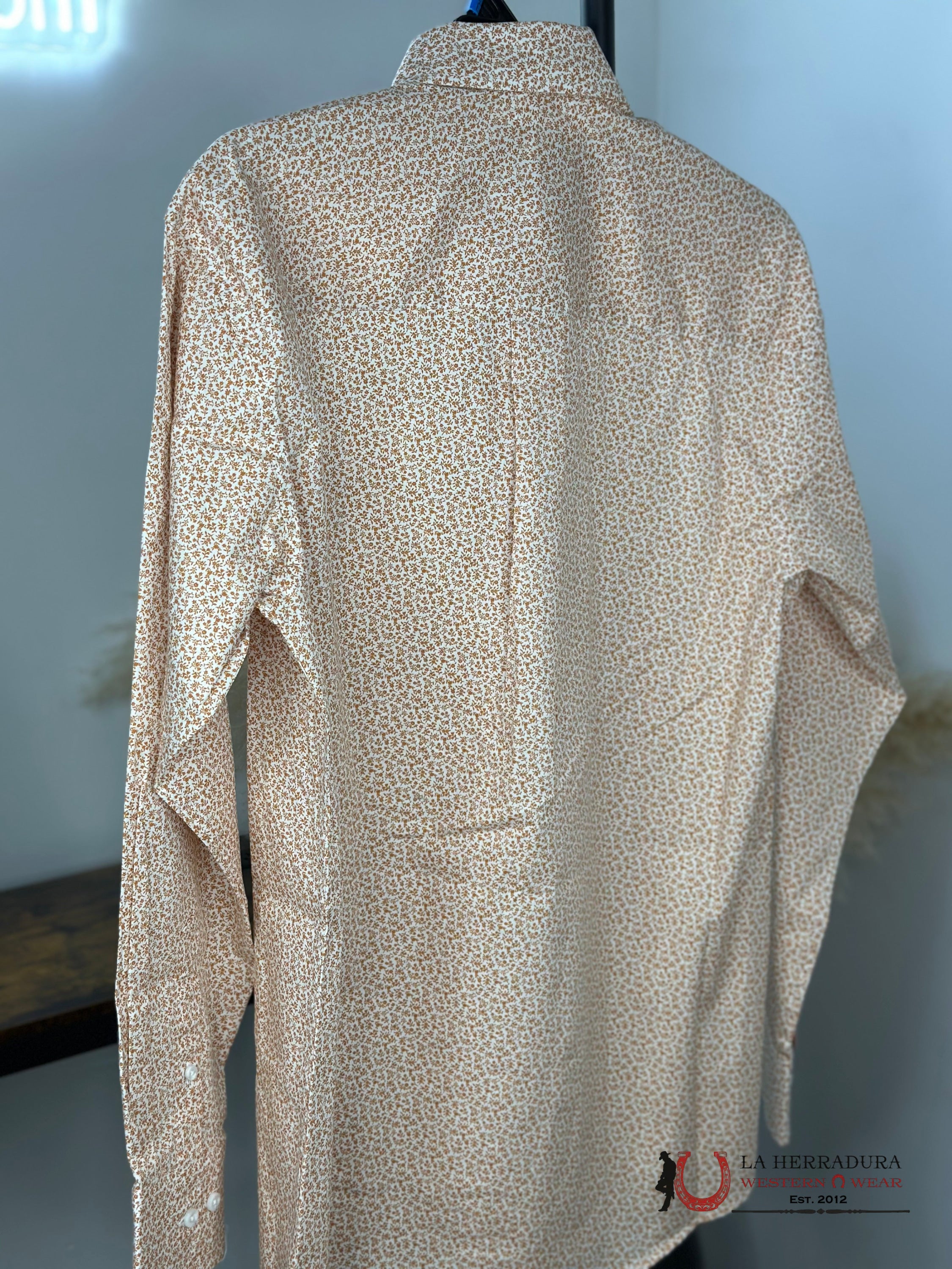 Wrangler George Strait Orange Flower Long Sleeve Shirt Ropa Hombres