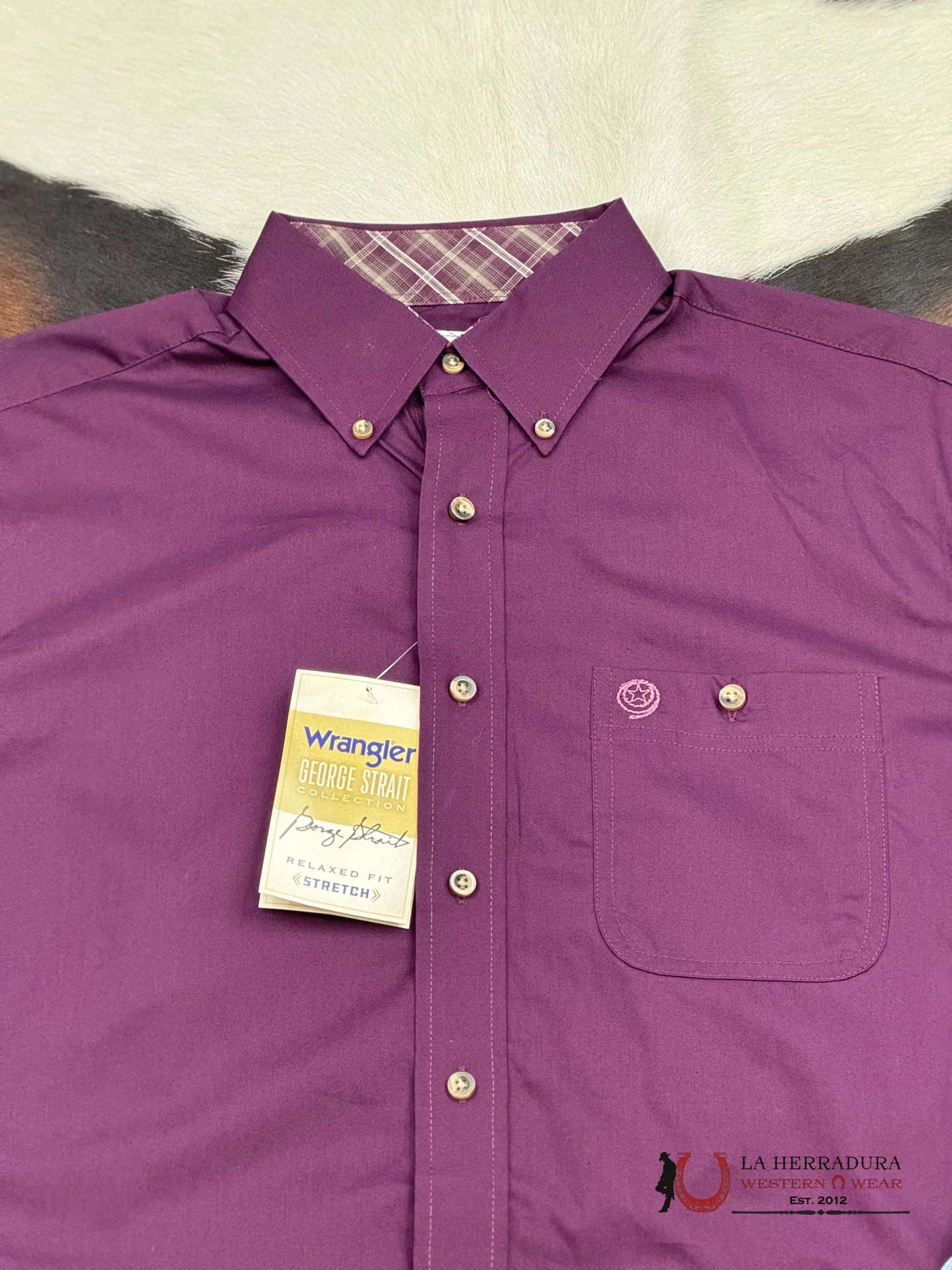 Wrangler George Strait Relaxed Fit Purple Long Sleeve 6611 Ropa Hombres