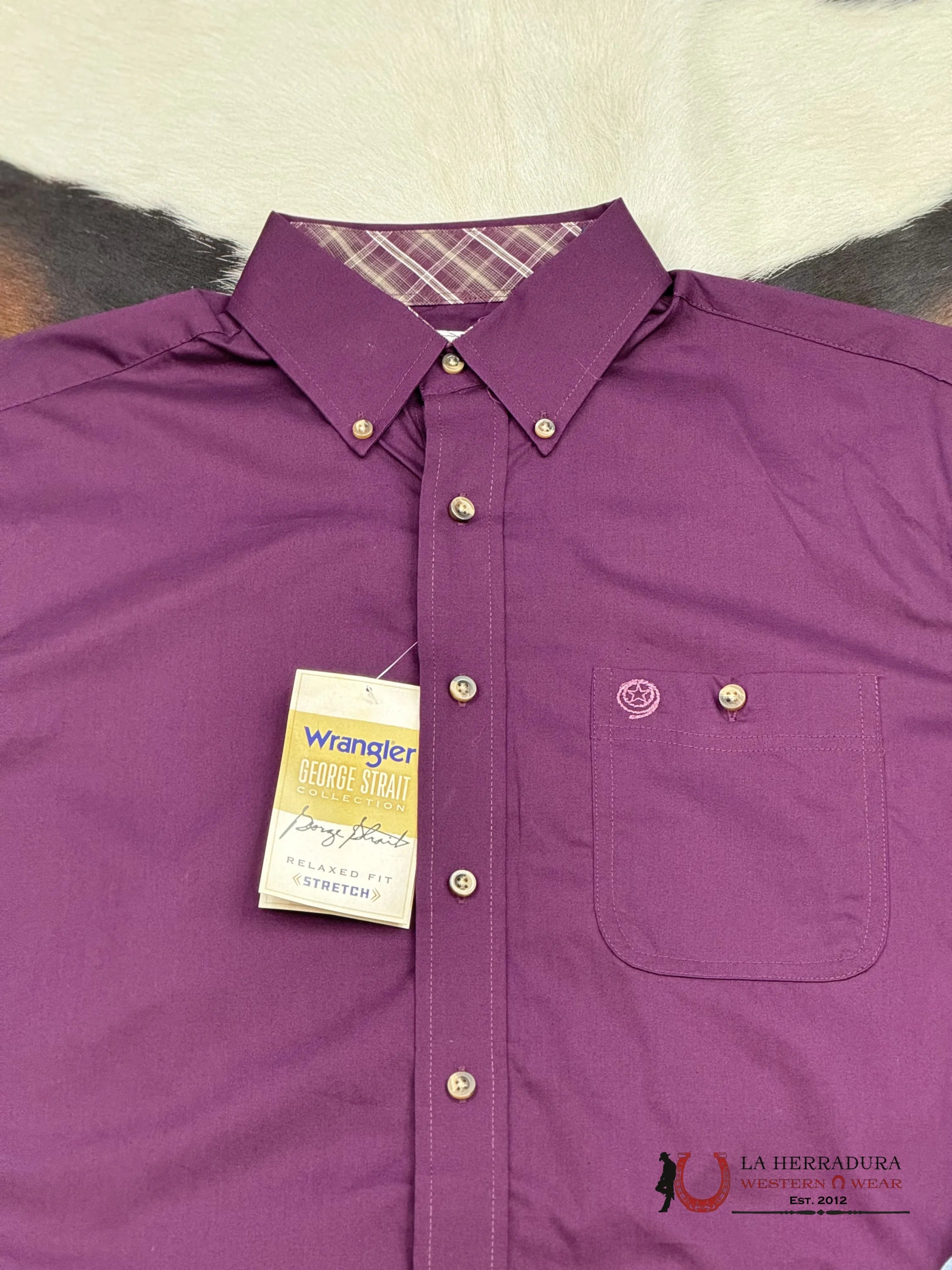 Wrangler George Strait Relaxed Fit Purple Long Sleeve 6611 Ropa Hombres