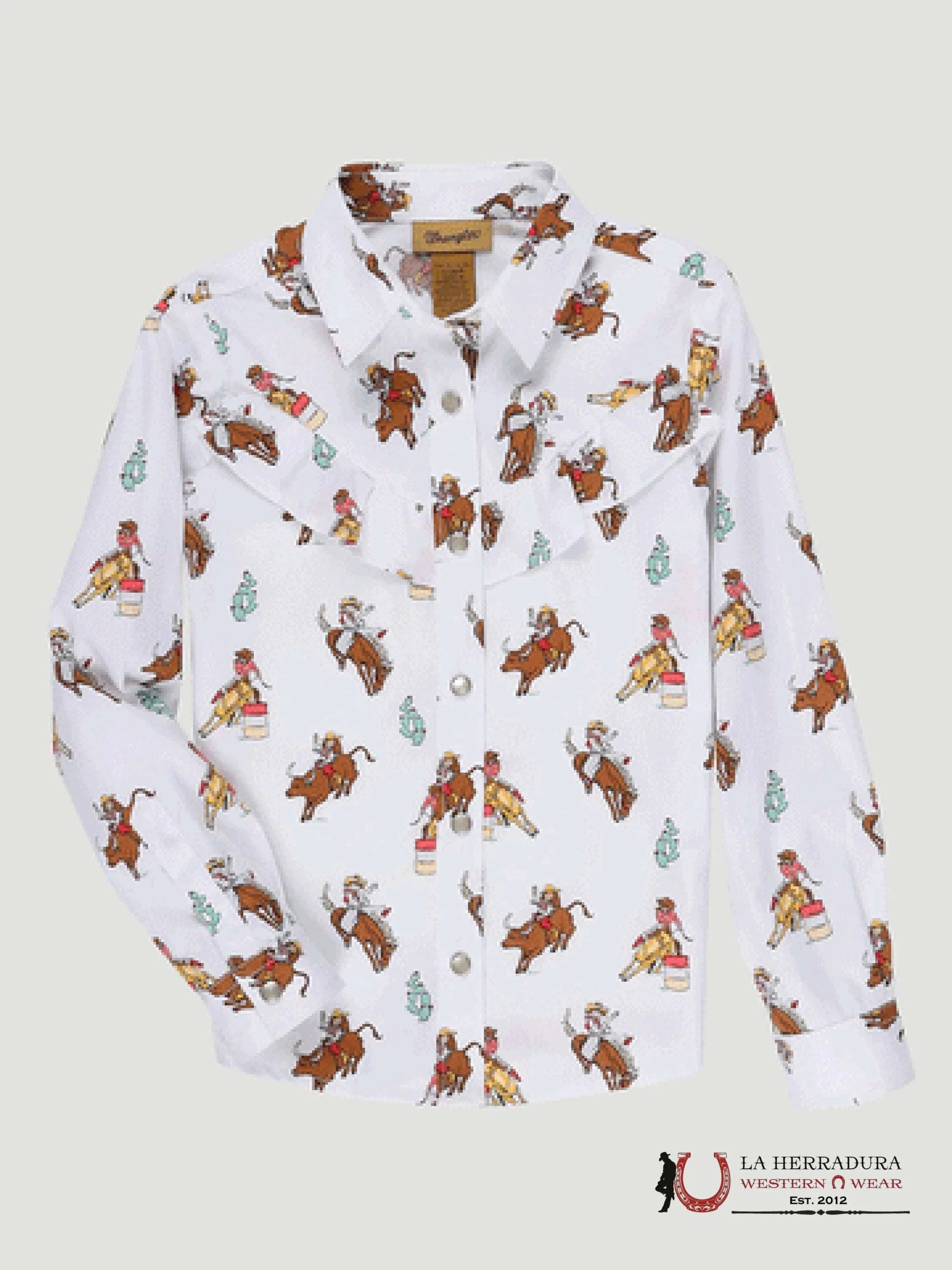 WRANGLER GIRLS BULL RIDING PEARL SNAP WITH RUFFLE 112329225 NIÑAS