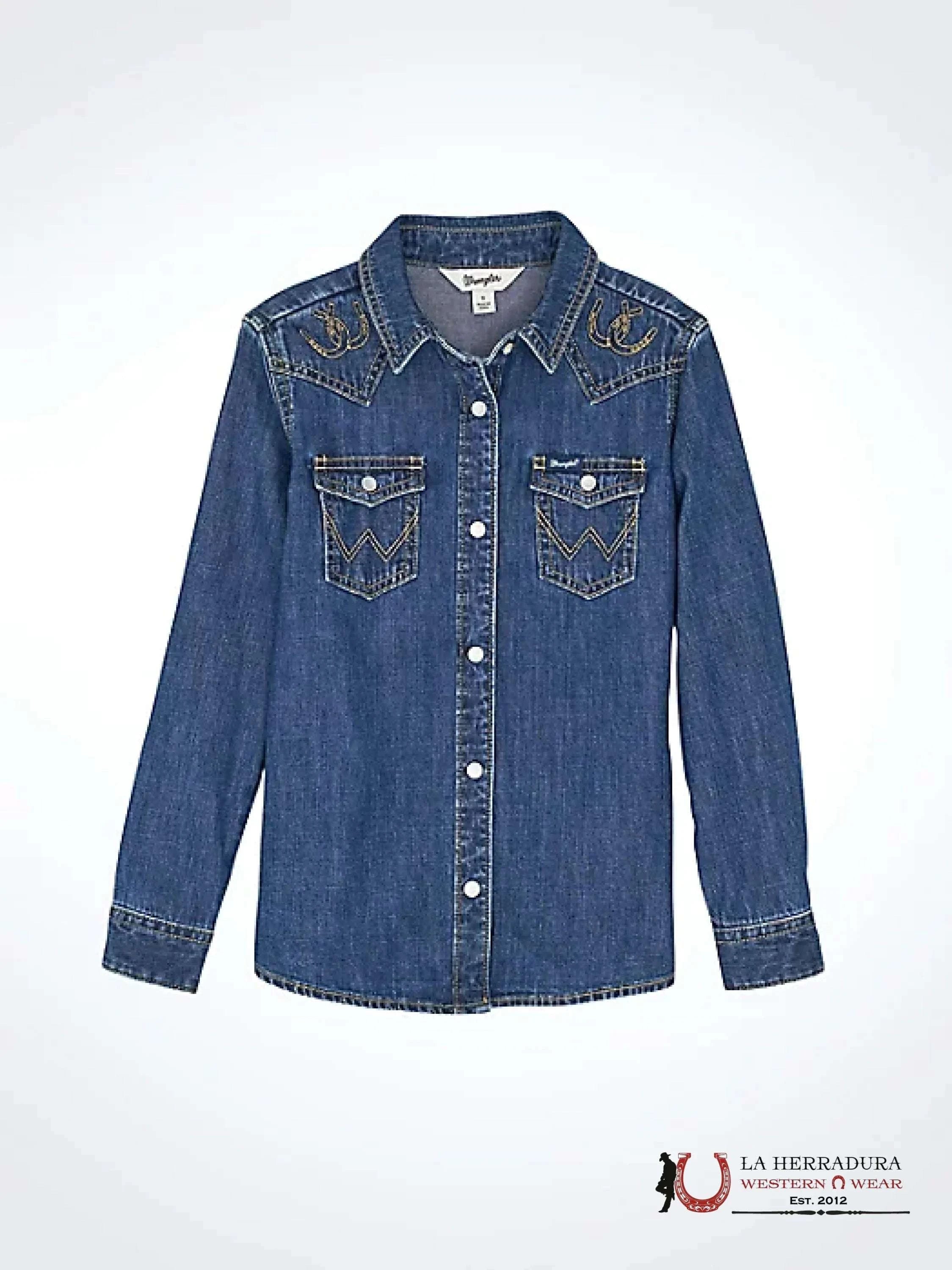 WRANGLER GIRLS BUTTON UP JEAN SHIRT 112367474