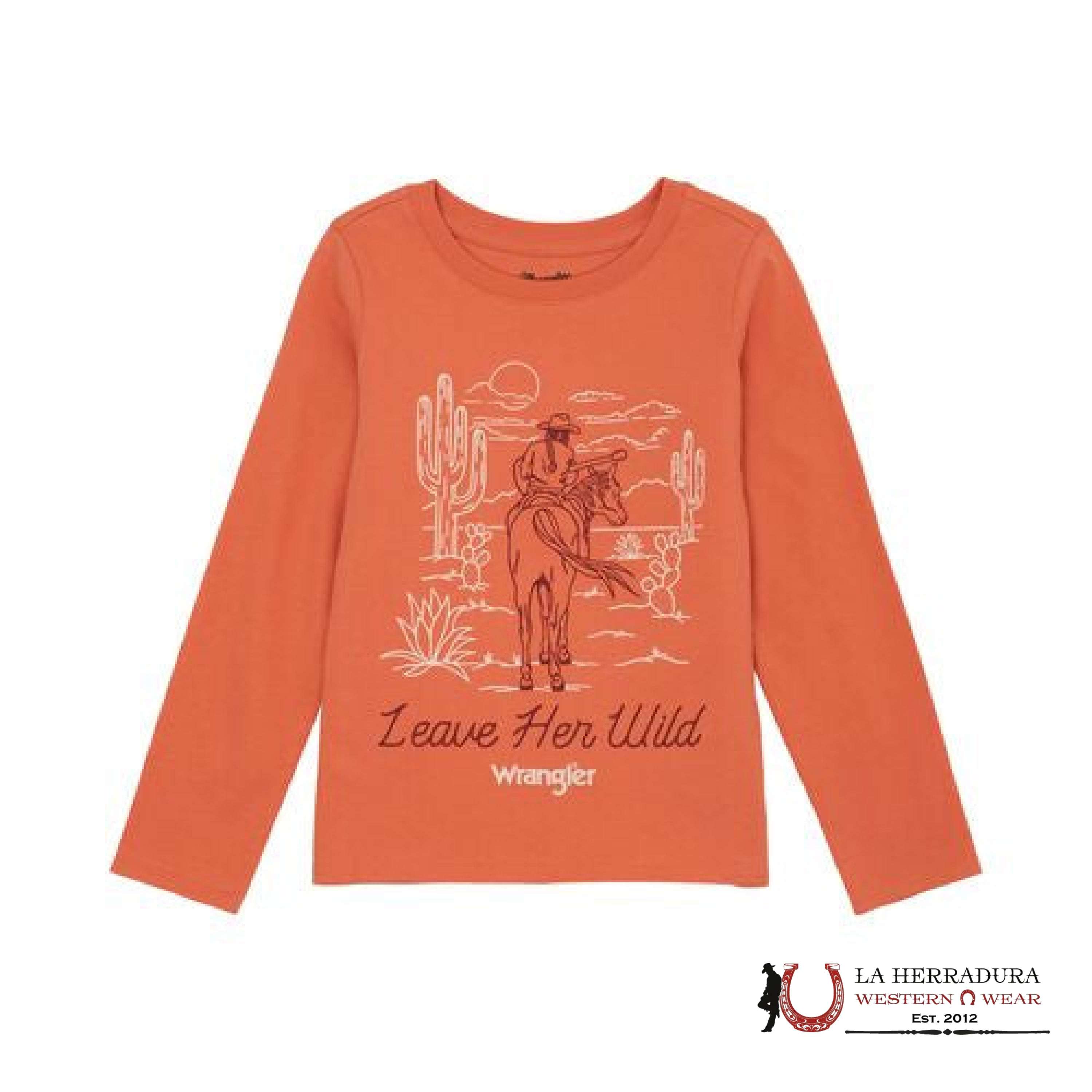 WRANGLER GIRLS CORAL LEAVE HER WILD LOGO TOP 112359417 NIÑAS