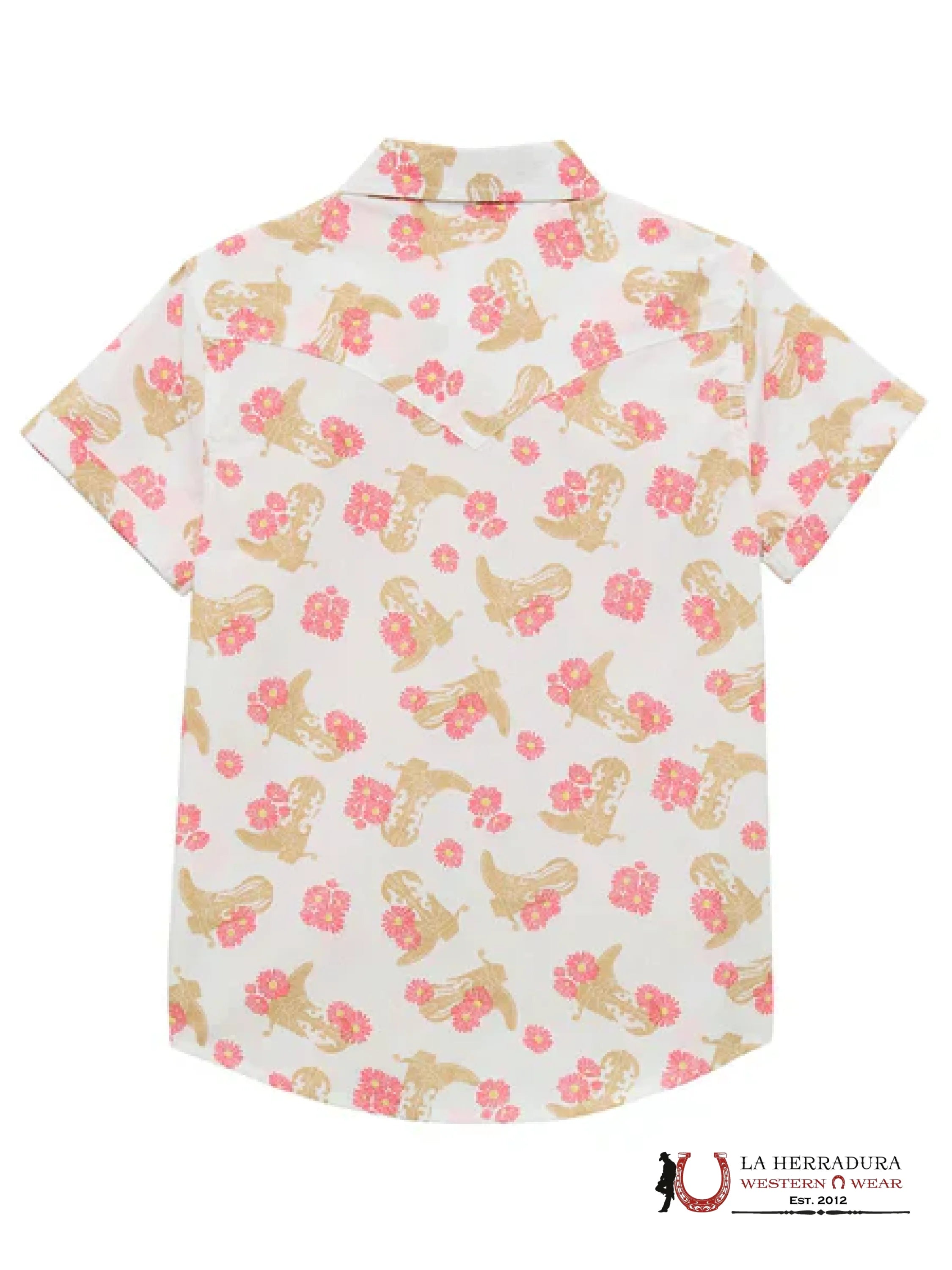 Wrangler Girls Floral Western Short Sleeve White NIÑAS