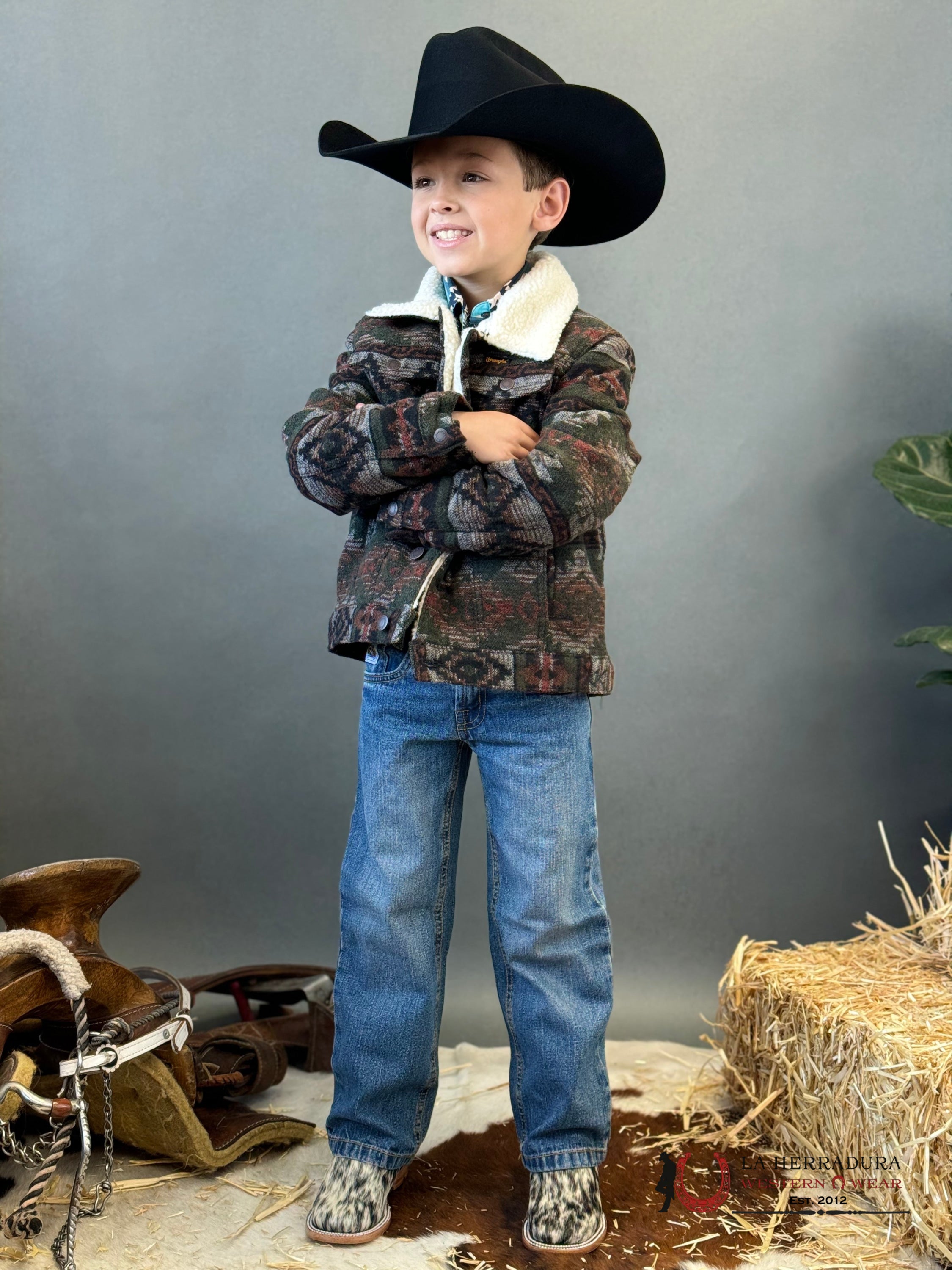 Wrangler Kids Jaquard Jacket Sherpa Lined Niños