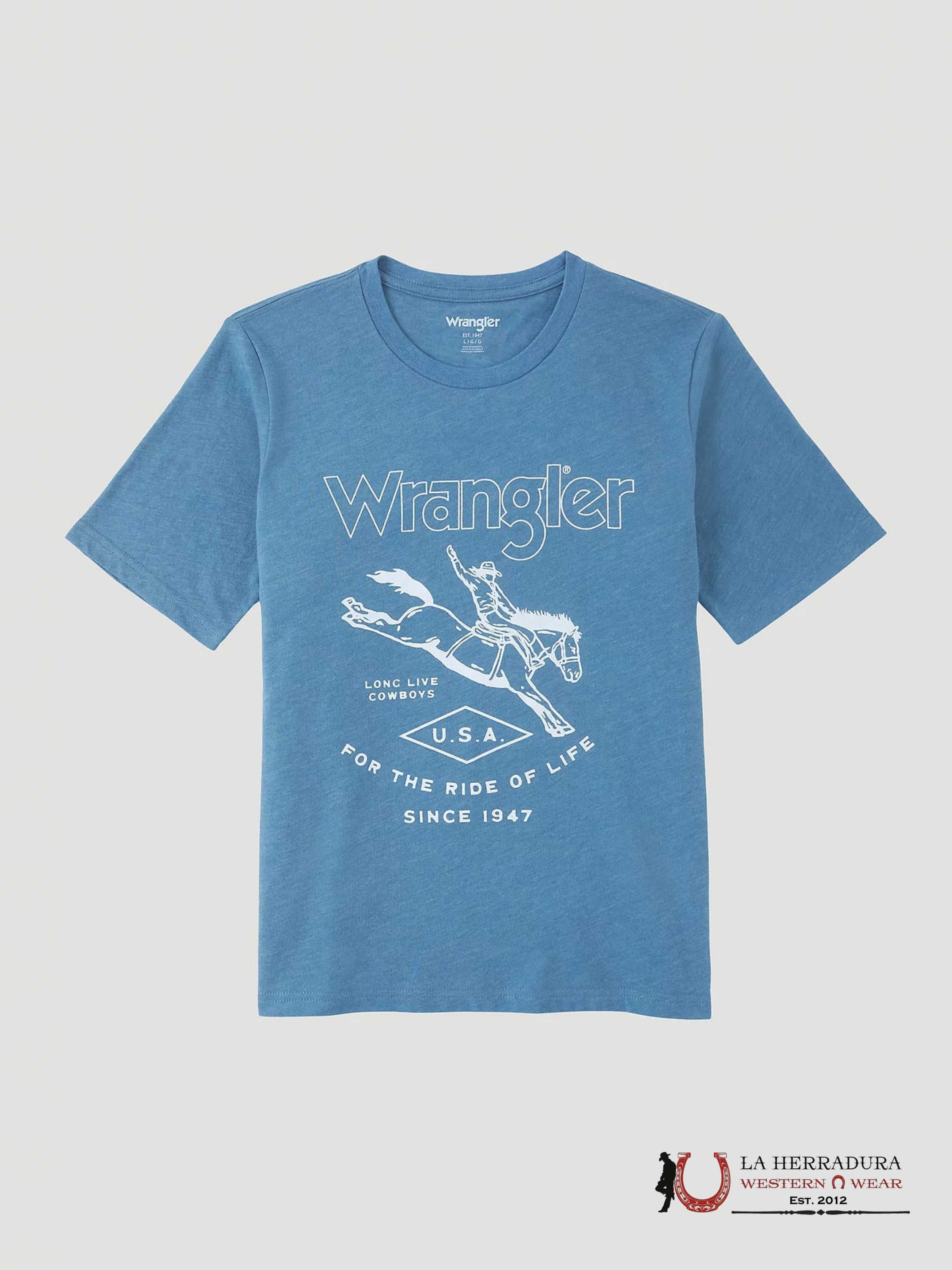 WRANGLER KIDS TEE- LIGHT BLUE HORSE RIDER 112347239 NIÑOS
