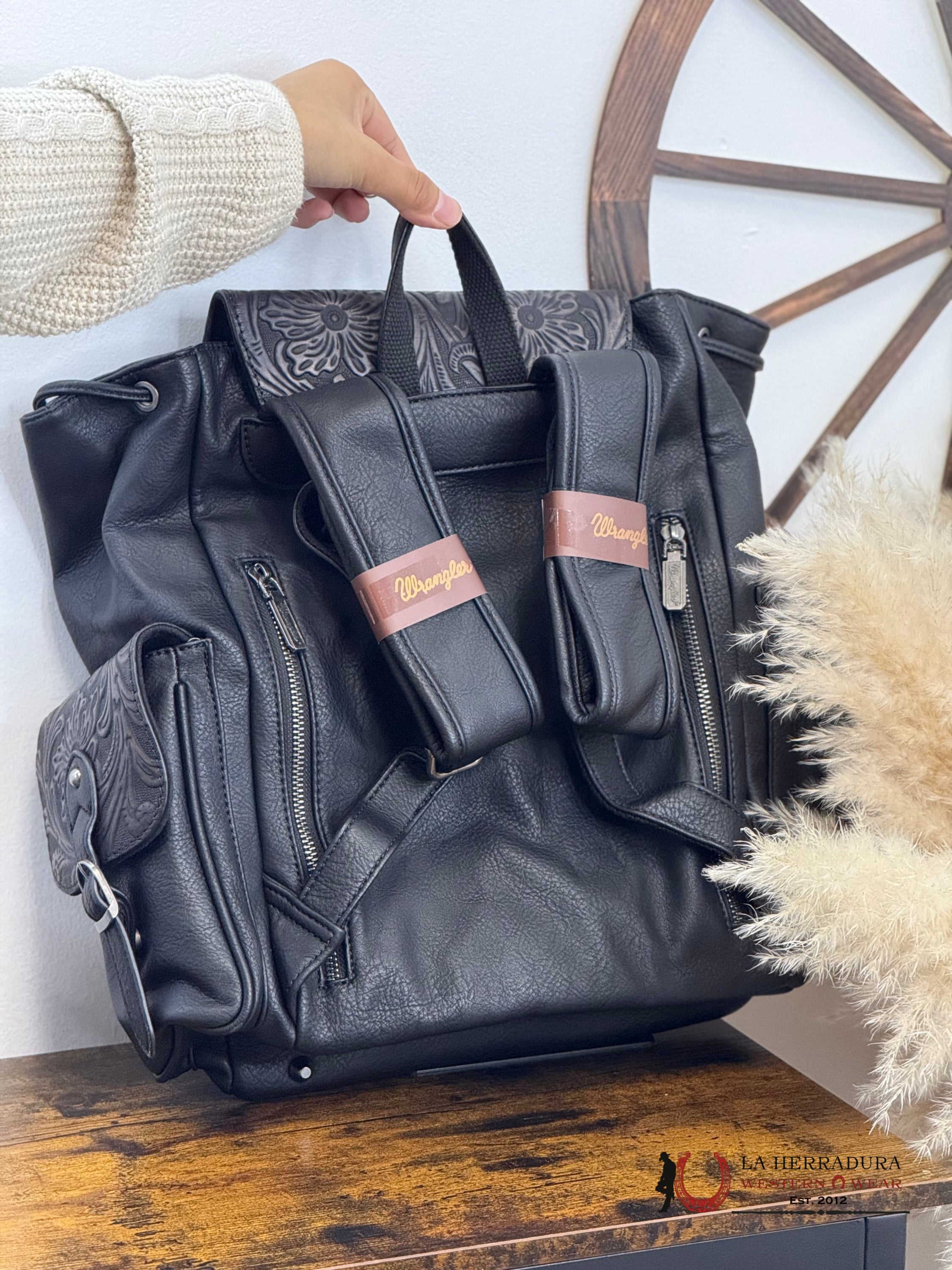 Wrangler Leather Bookbag Black Ropa Mujeres