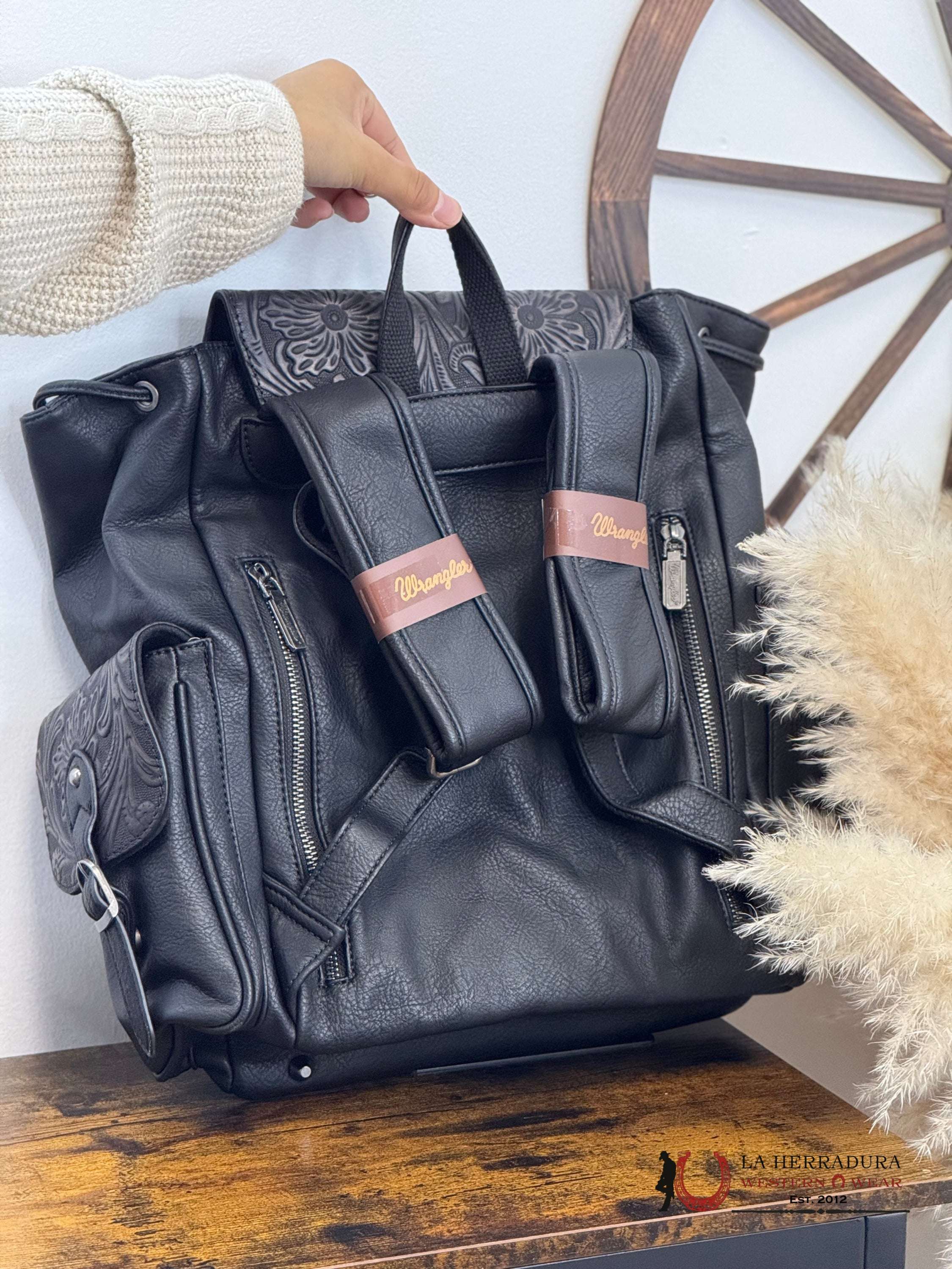 Wrangler Leather Bookbag Black Ropa Mujeres