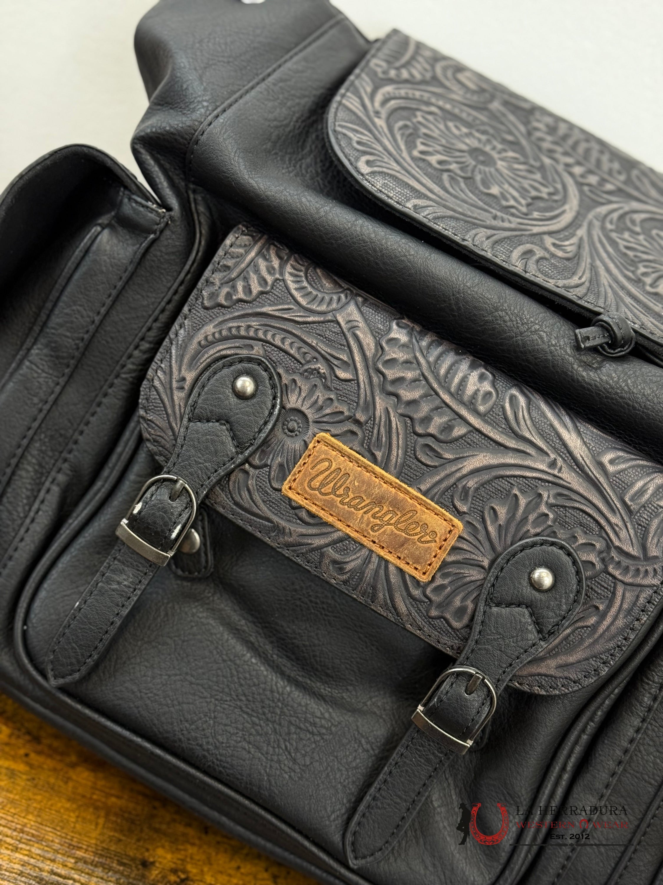 Wrangler Leather Bookbag Black Ropa Mujeres