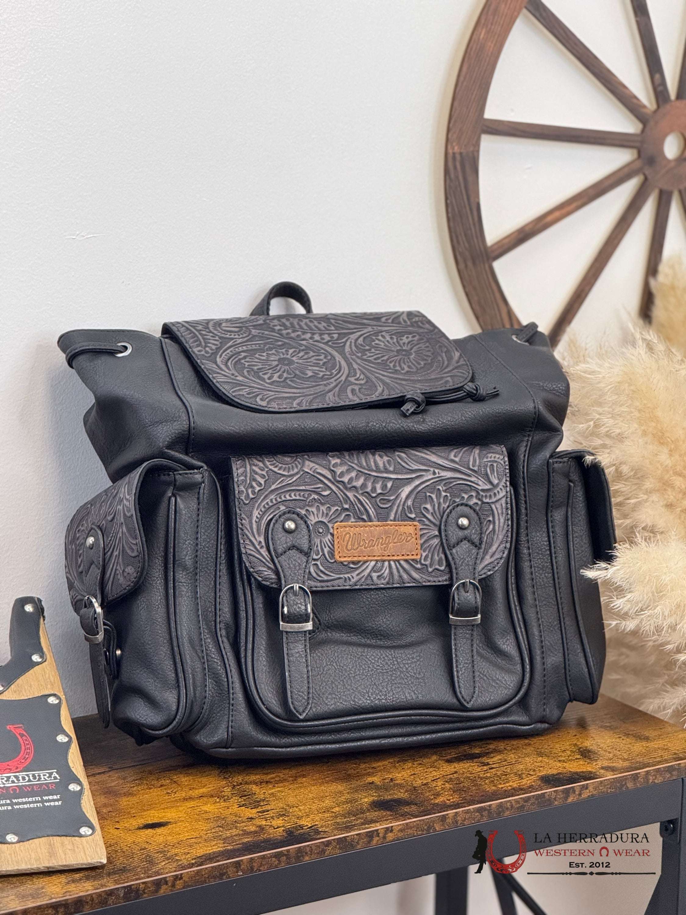 Wrangler Leather Bookbag Black Ropa Mujeres