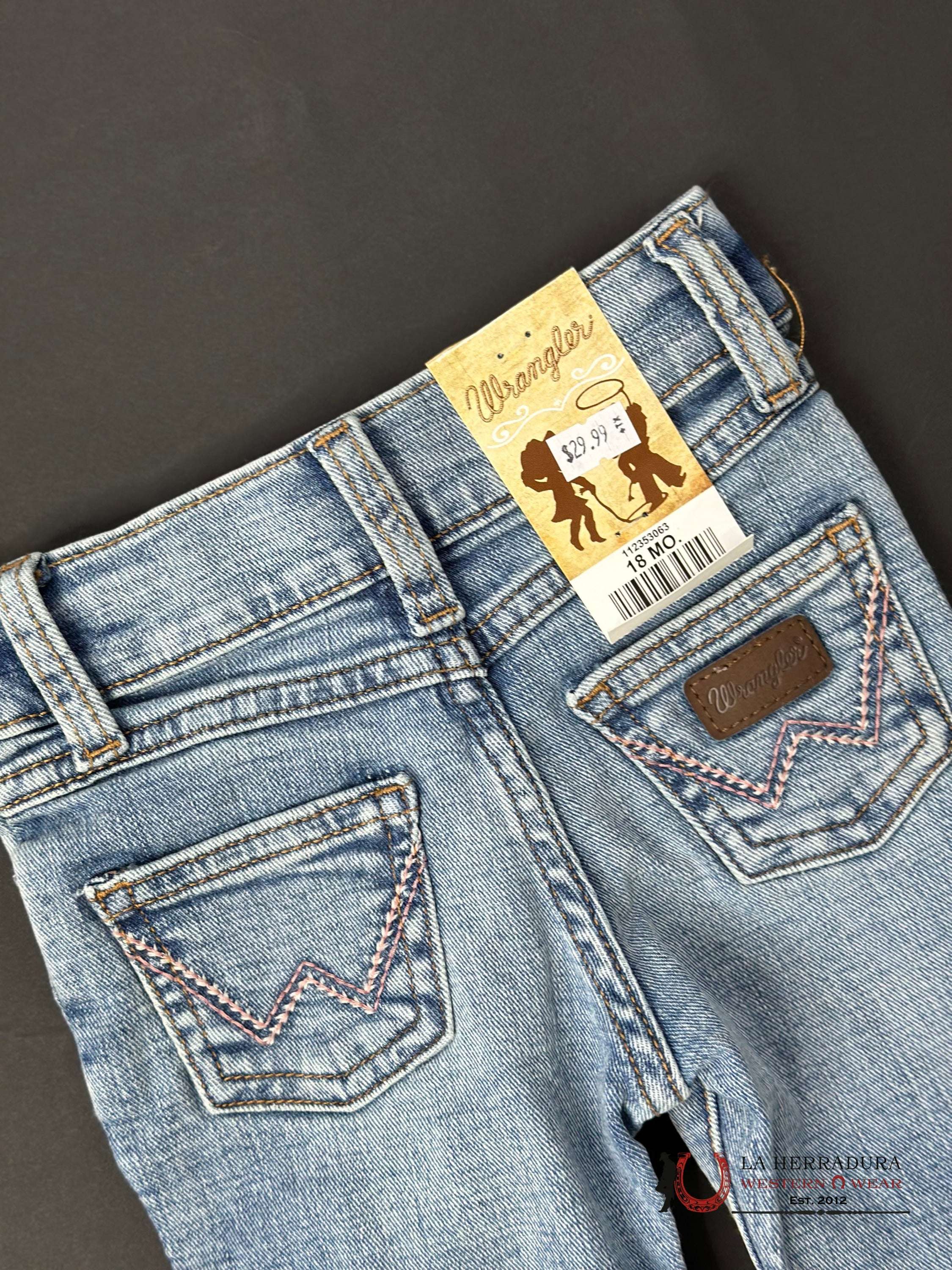 Wrangler Light Wash Pink Emb Jean Niños