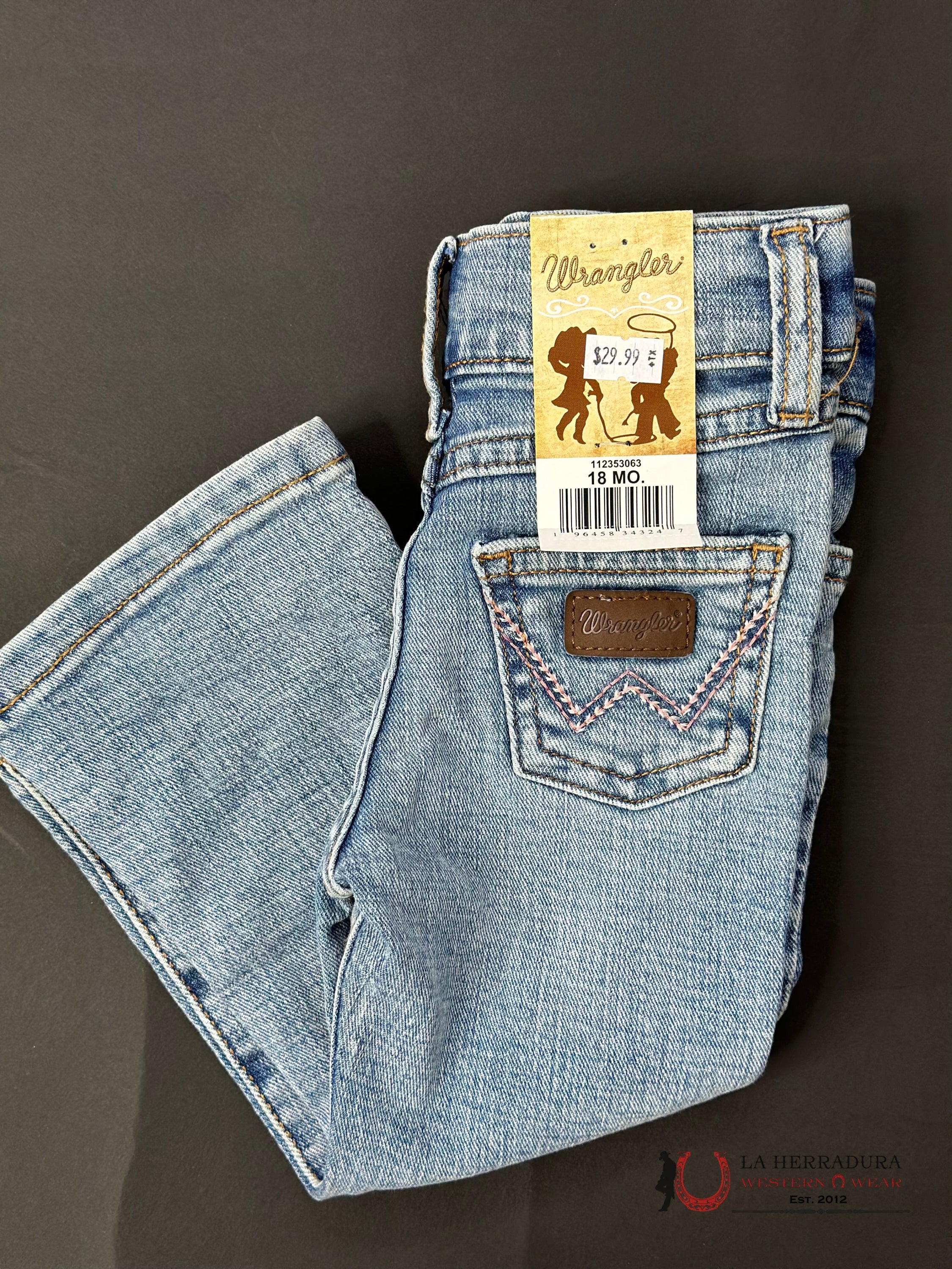Wrangler Light Wash Pink Emb Jean Niños