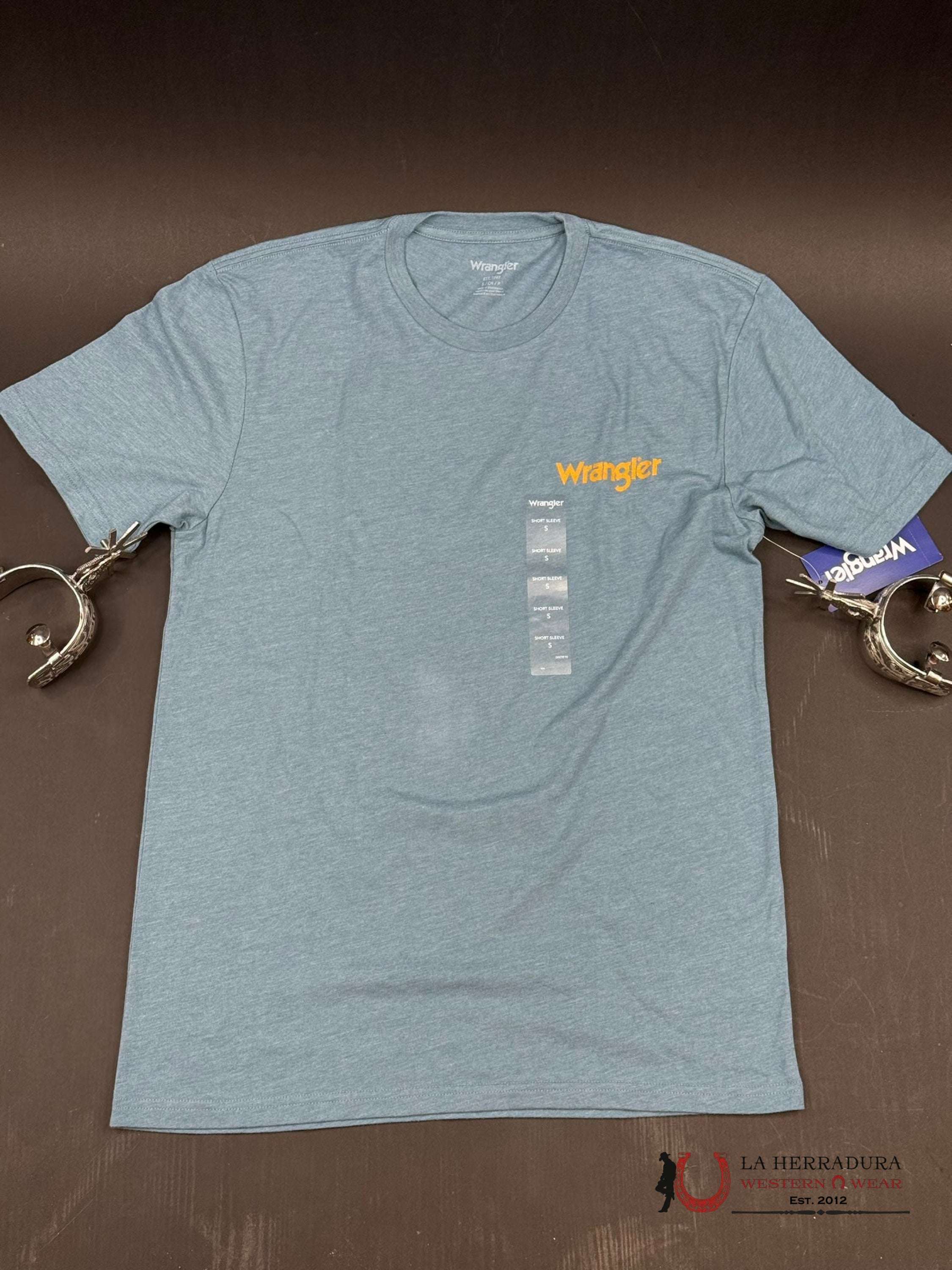 Wrangler Light Yellow Logo Blue T-Shirt Ropa Hombres