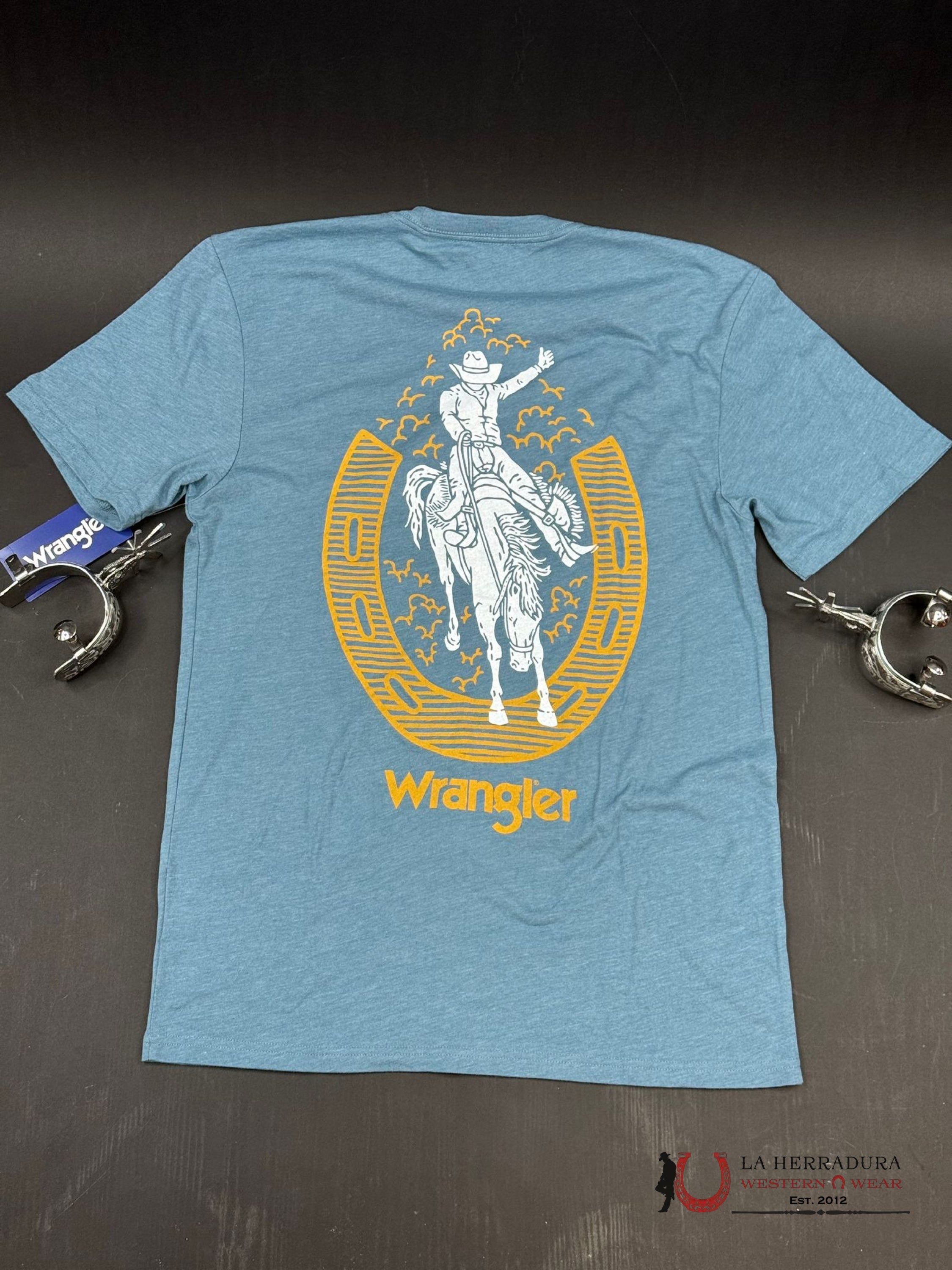 Wrangler Light Yellow Logo Blue T-Shirt Ropa Hombres