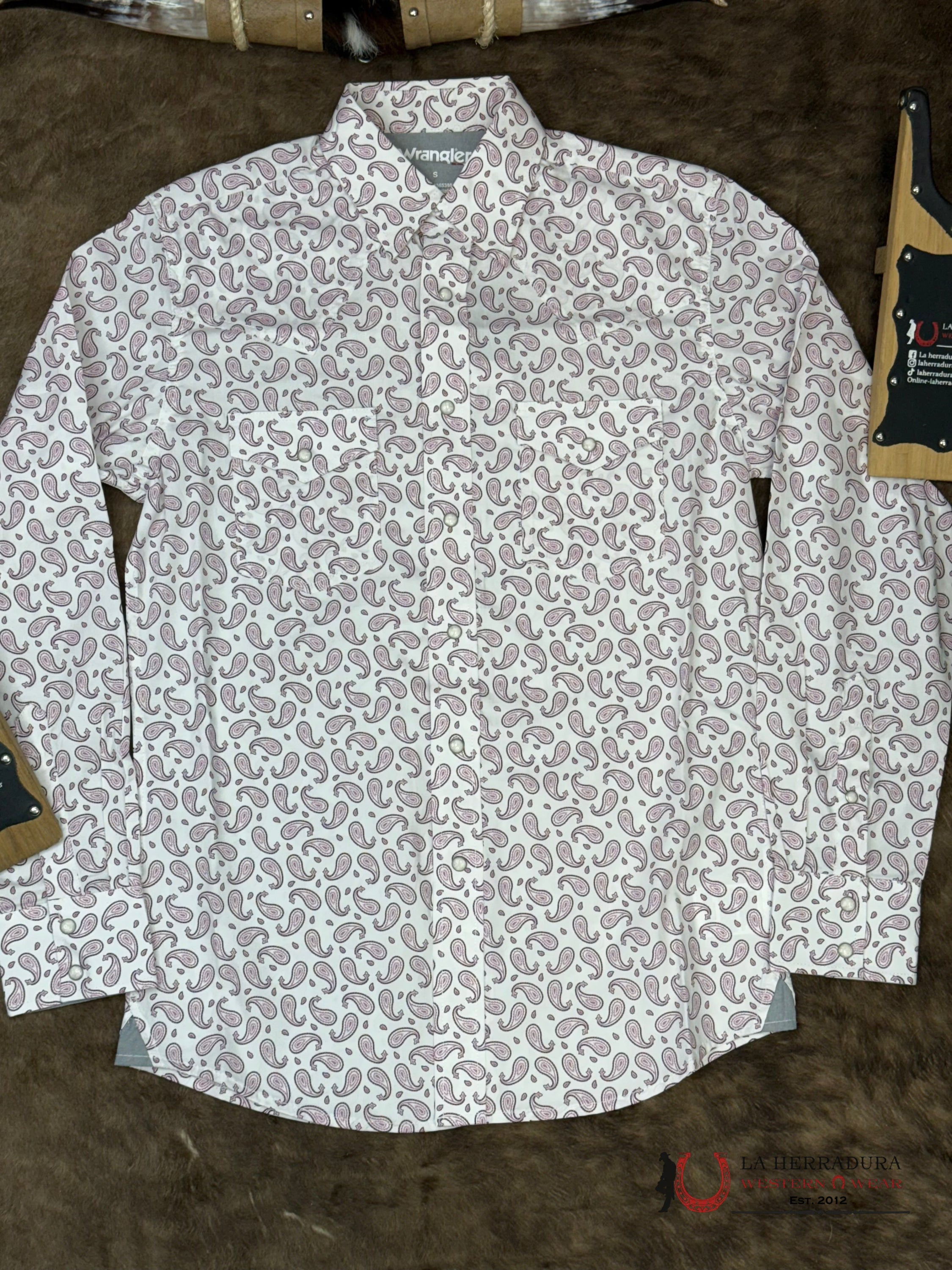 WRANGLER Lilac Purple With Western Print Long Sleeve Shirt - 5388 ROPA HOMBRES