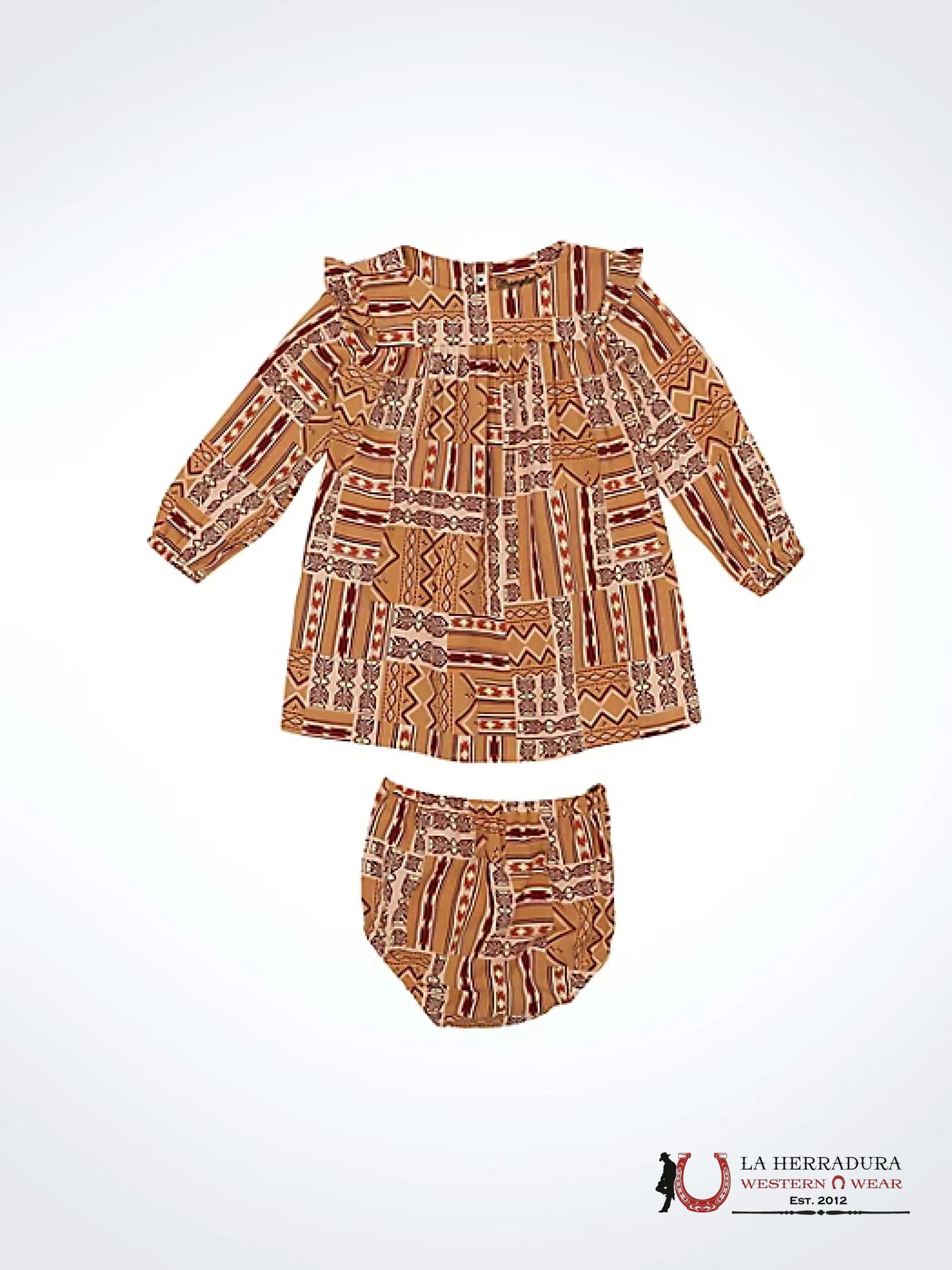 Wrangler Little Girl’s Western Print Trapeze Dress Golden Niños