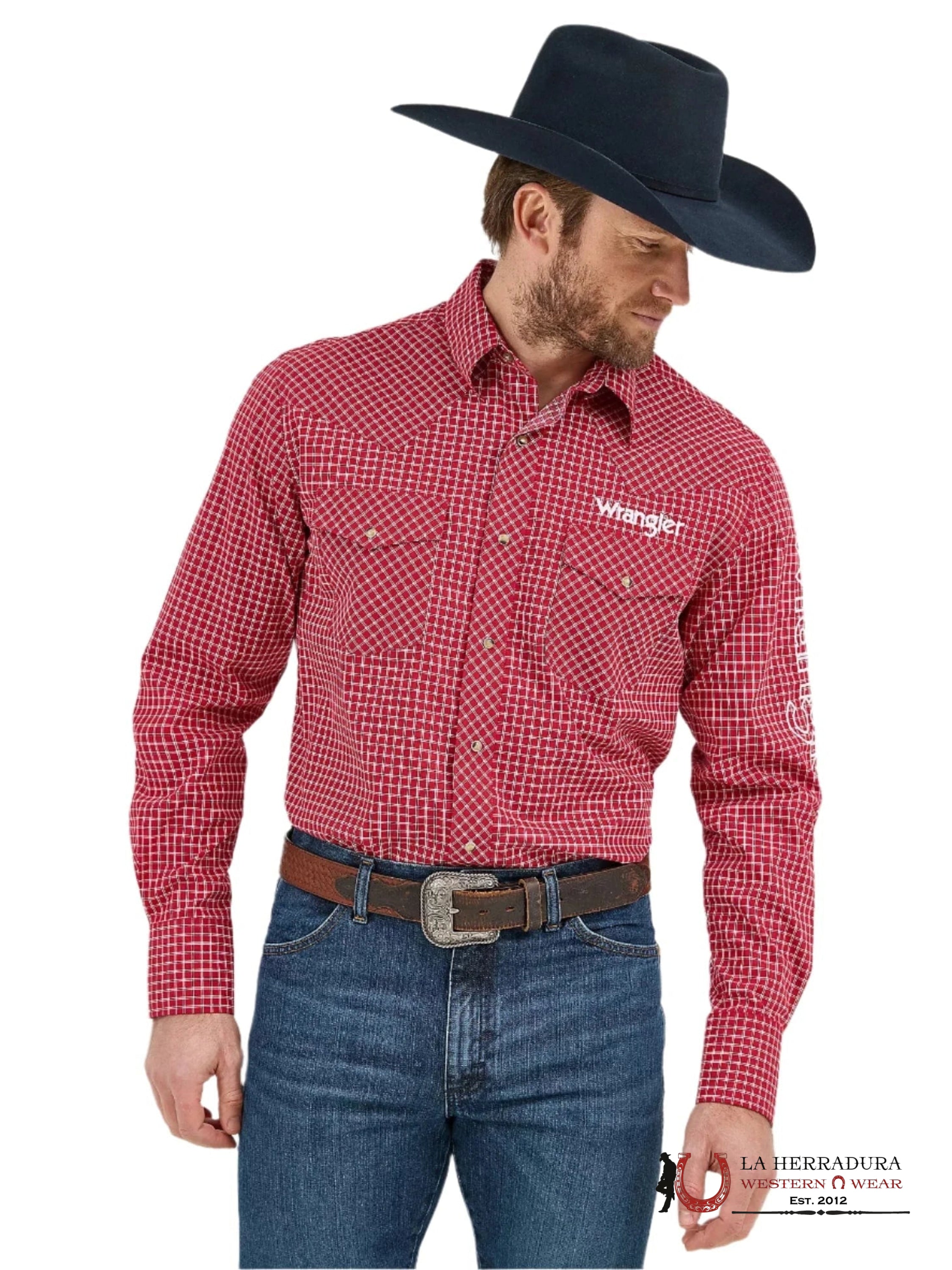 WRANGLER LOGO SHIRT CLASSIC FIT RED LONG SLEEVE 9468 ROPA HOMBRES