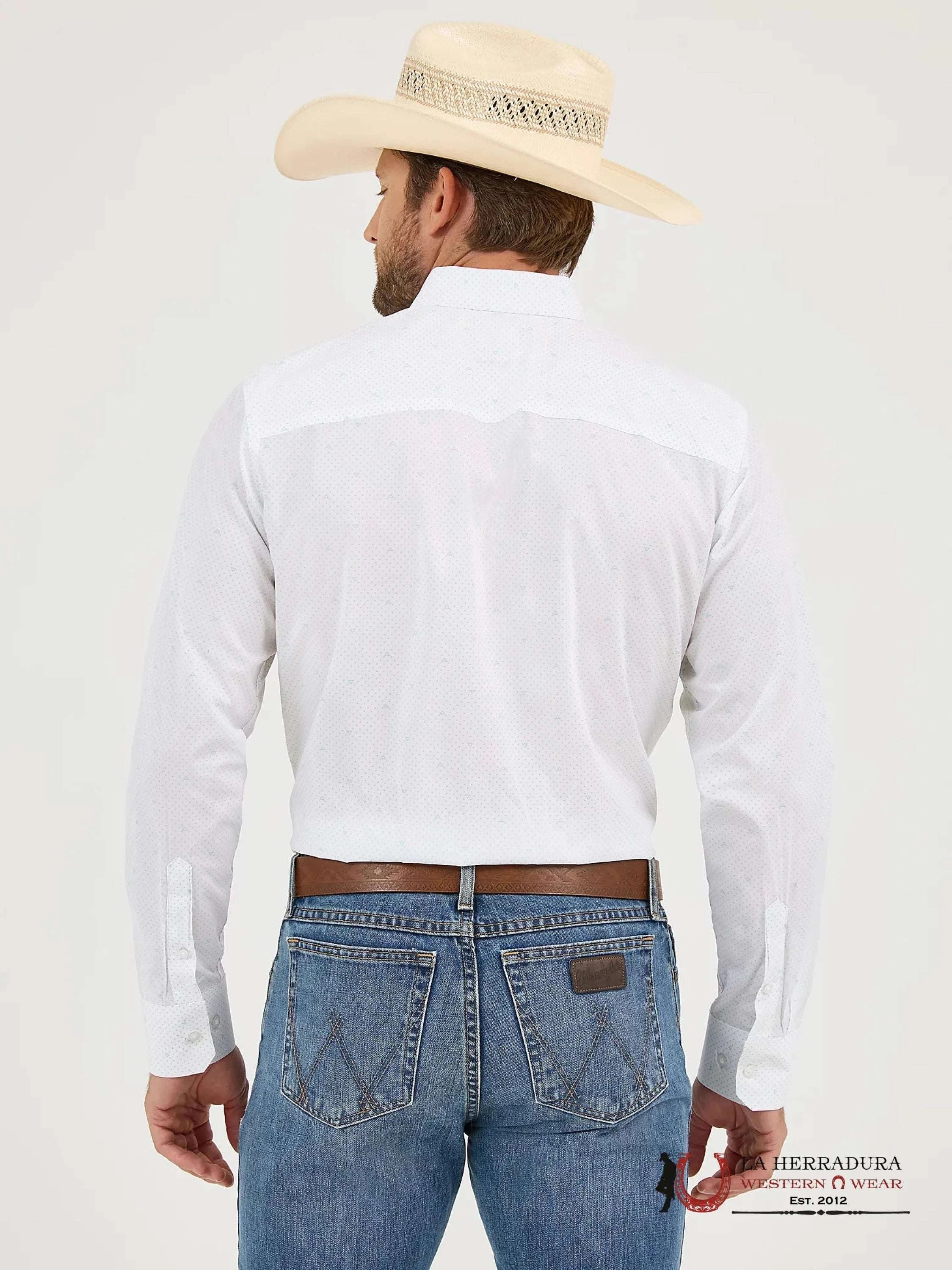 Wrangler Men Ceramic White Dot Long Sleeve Shirt - 5607 ROPA HOMBRES