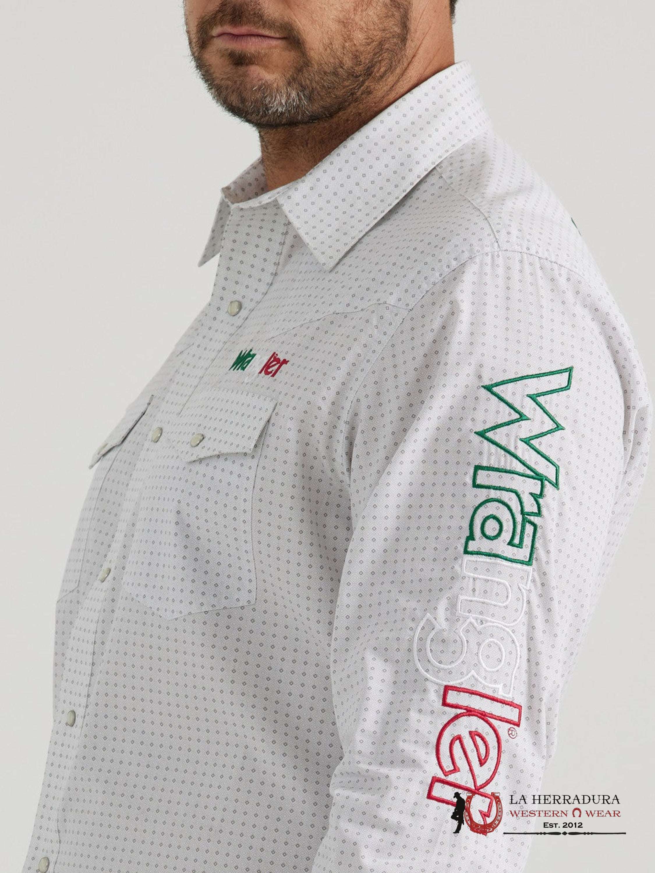 Wrangler Men White/GRAY Long Sleeve Shirt - 6222 ROPA HOMBRES