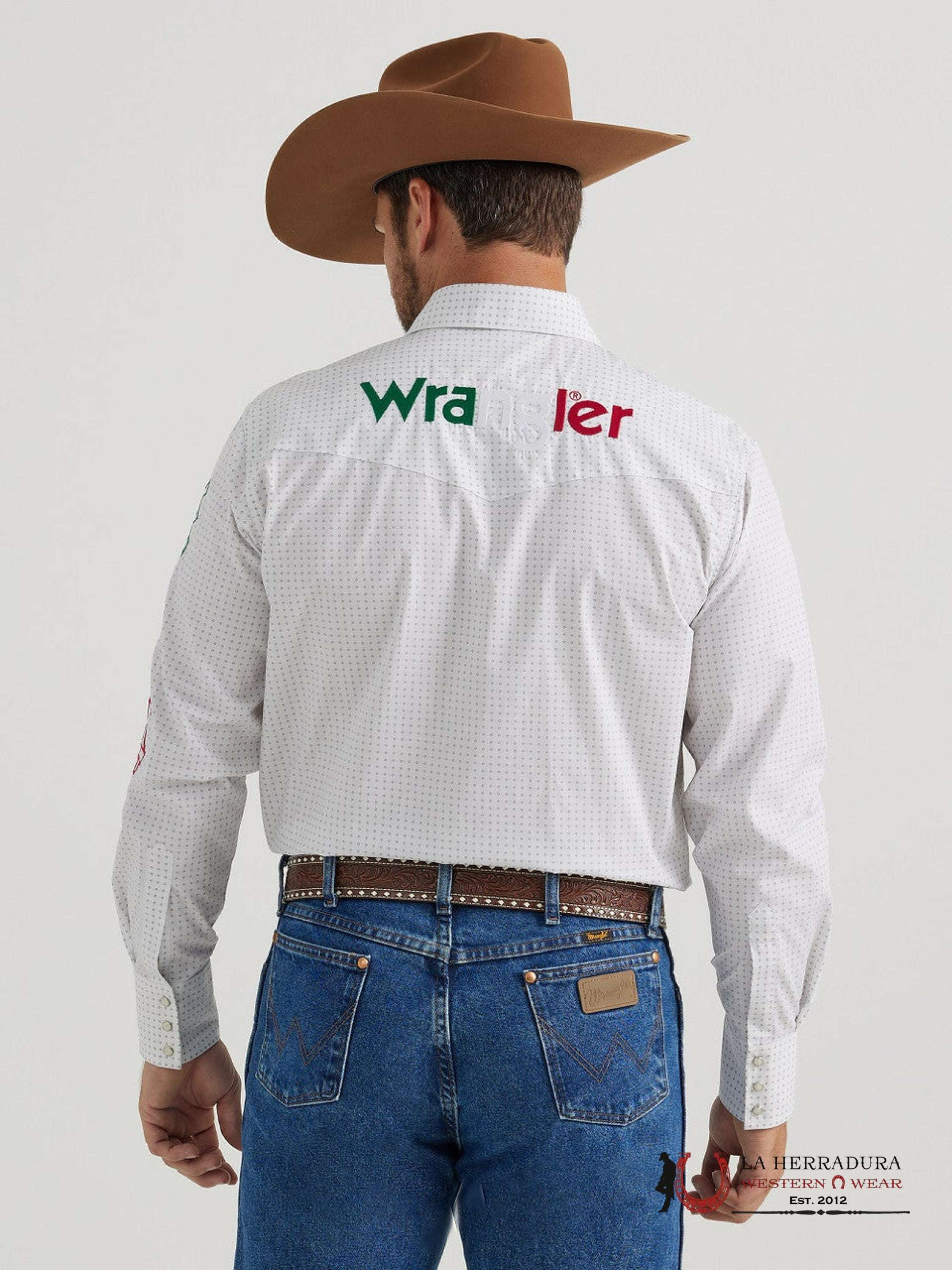 Wrangler Men White/GRAY Long Sleeve Shirt - 6222 ROPA HOMBRES