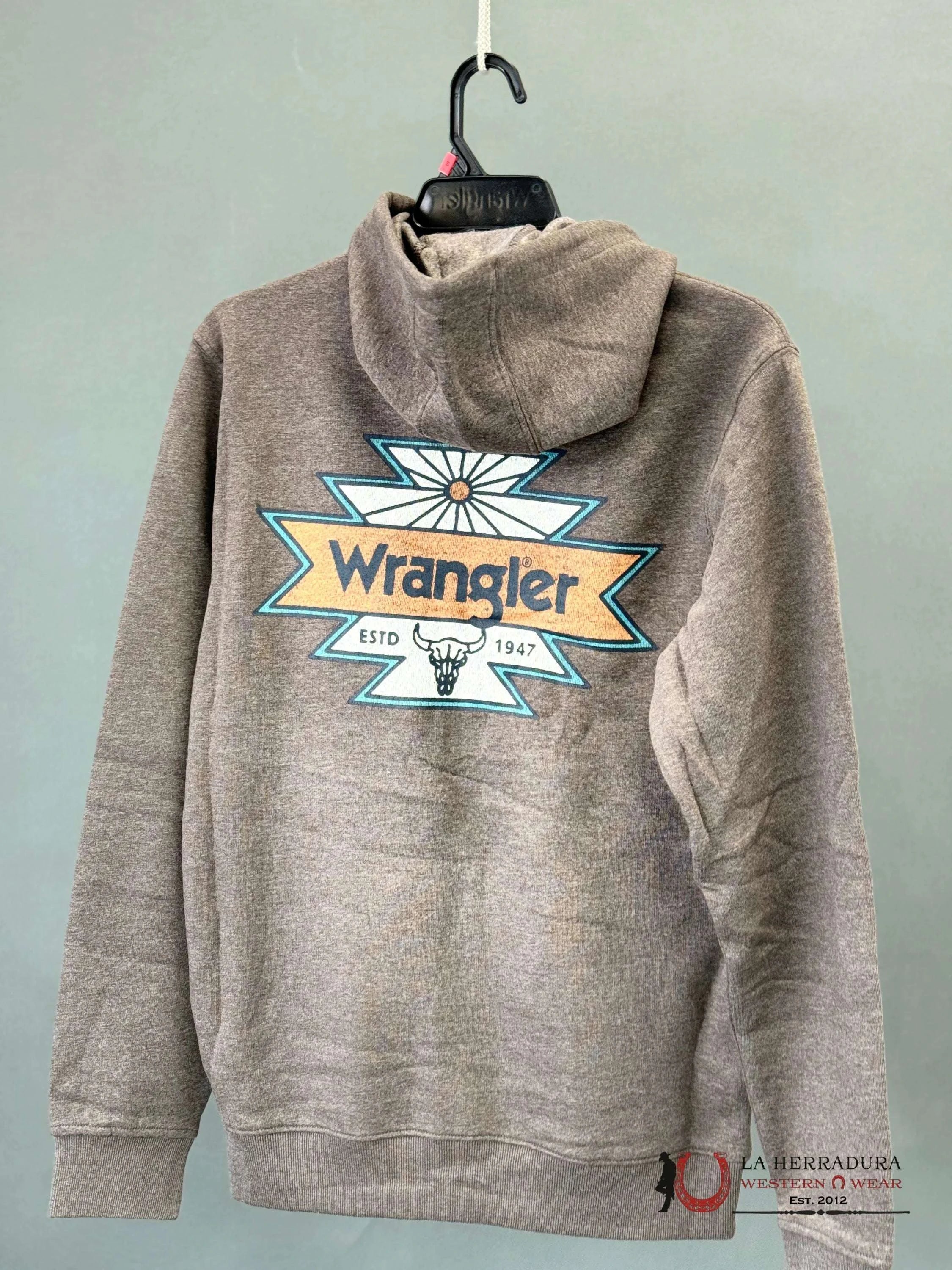 Wrangler Men’s Back Graphic Logo Zip Up- Brown Ropa Hombres