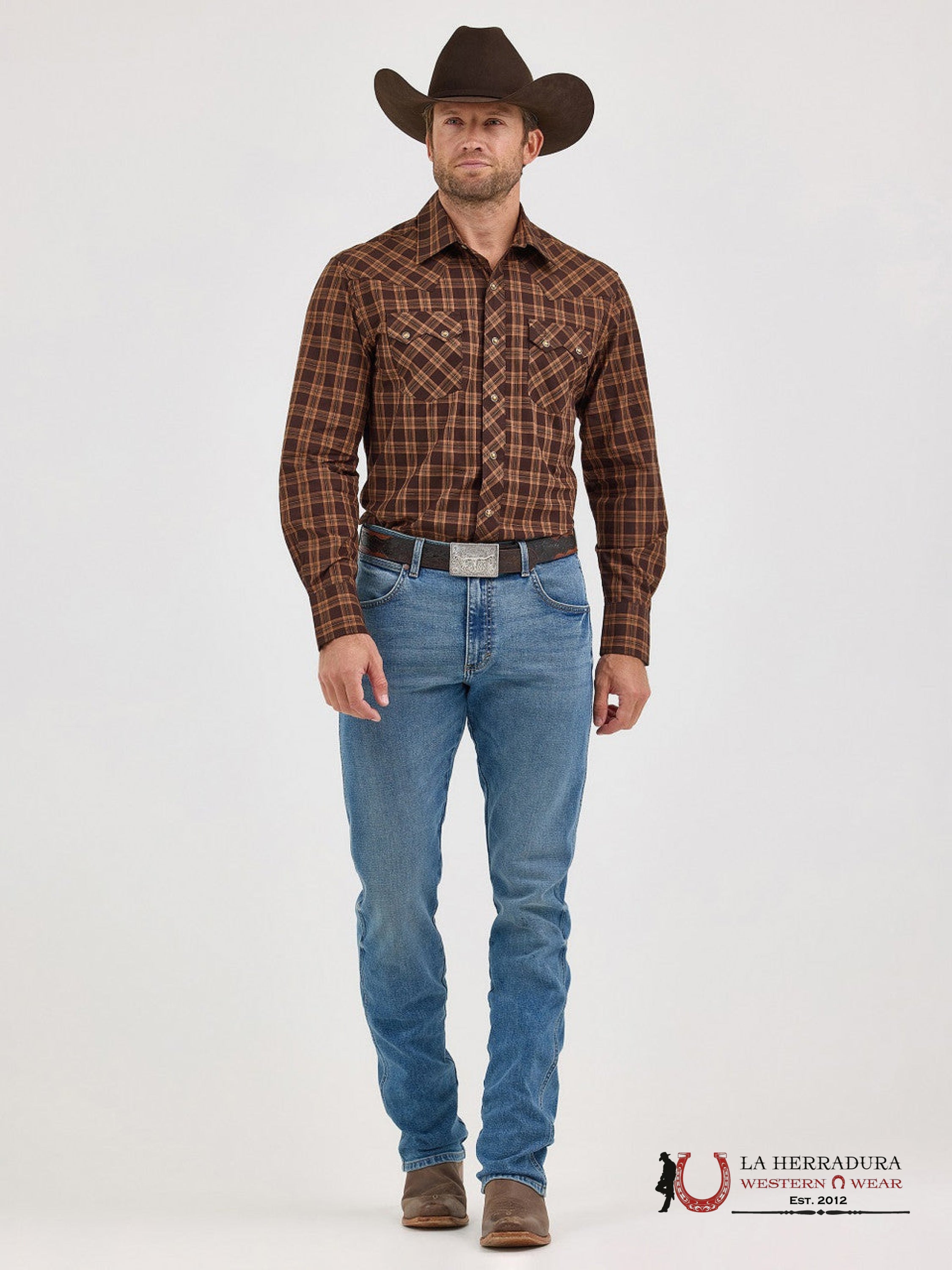 WRANGLER MENS CLASSIC FIT LONG SLEEVE BROWN 112368075 ROPA HOMBRES