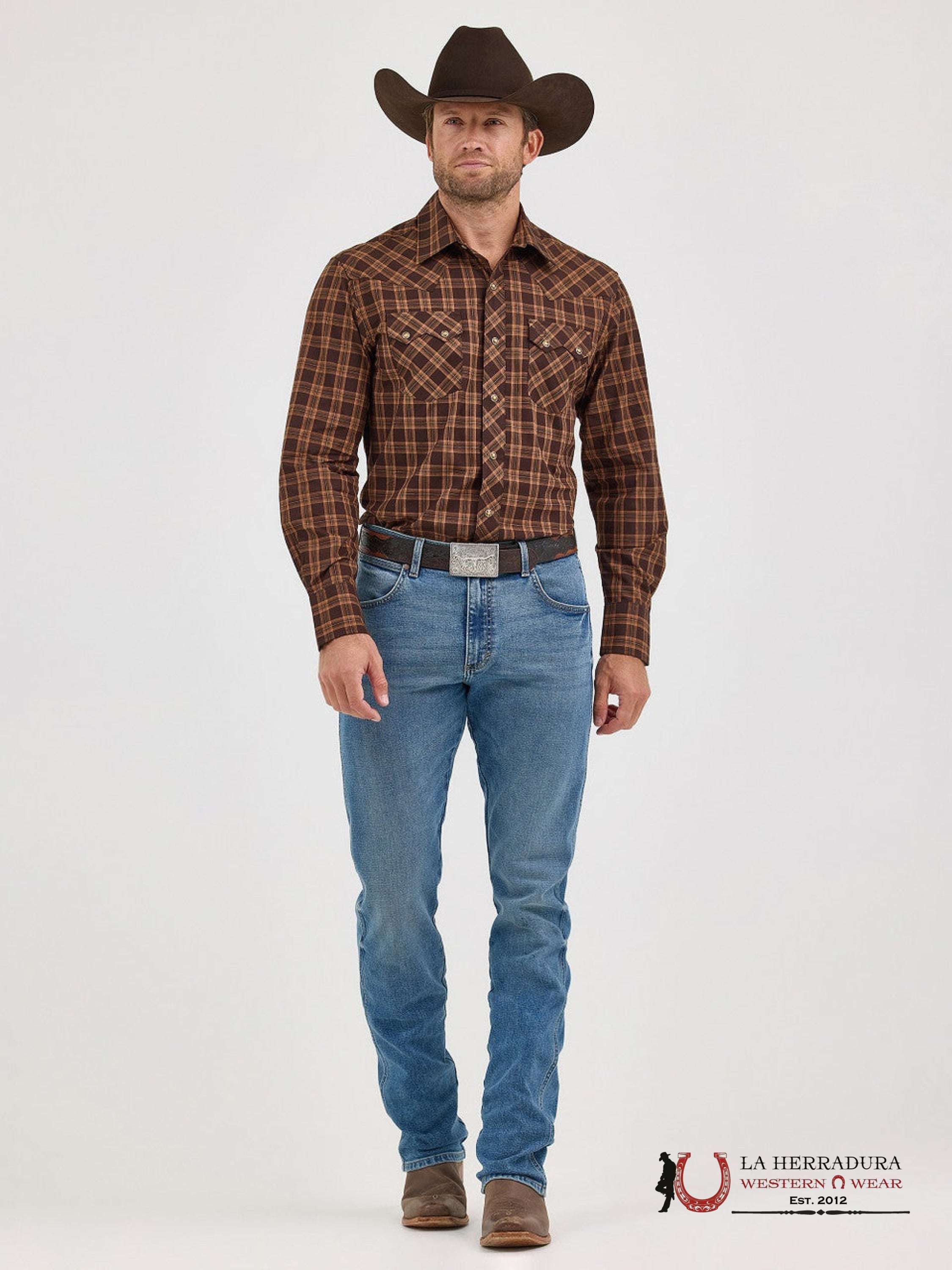 WRANGLER MENS CLASSIC FIT LONG SLEEVE BROWN 112368075 ROPA HOMBRES