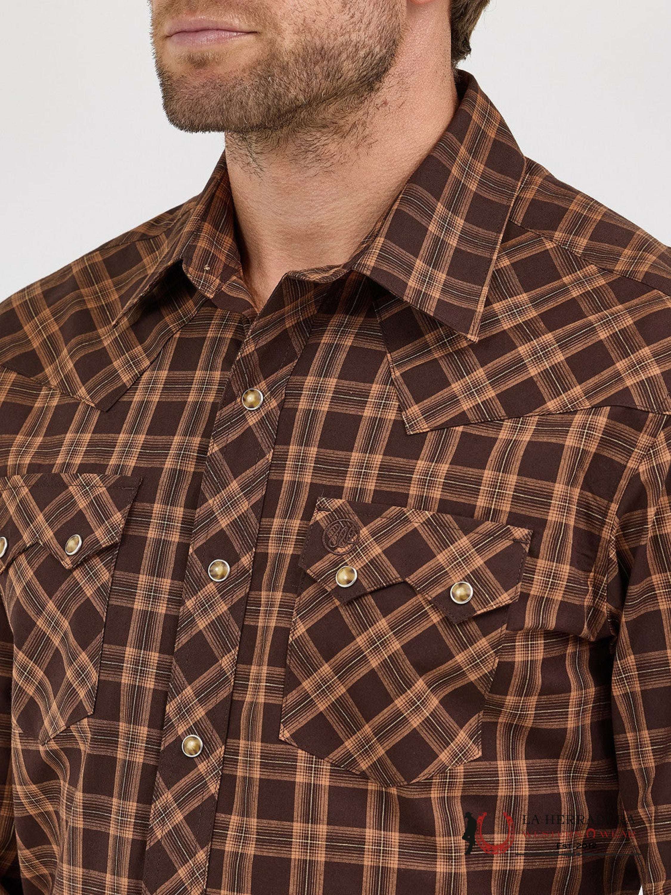 WRANGLER MENS CLASSIC FIT LONG SLEEVE BROWN 112368075 ROPA HOMBRES