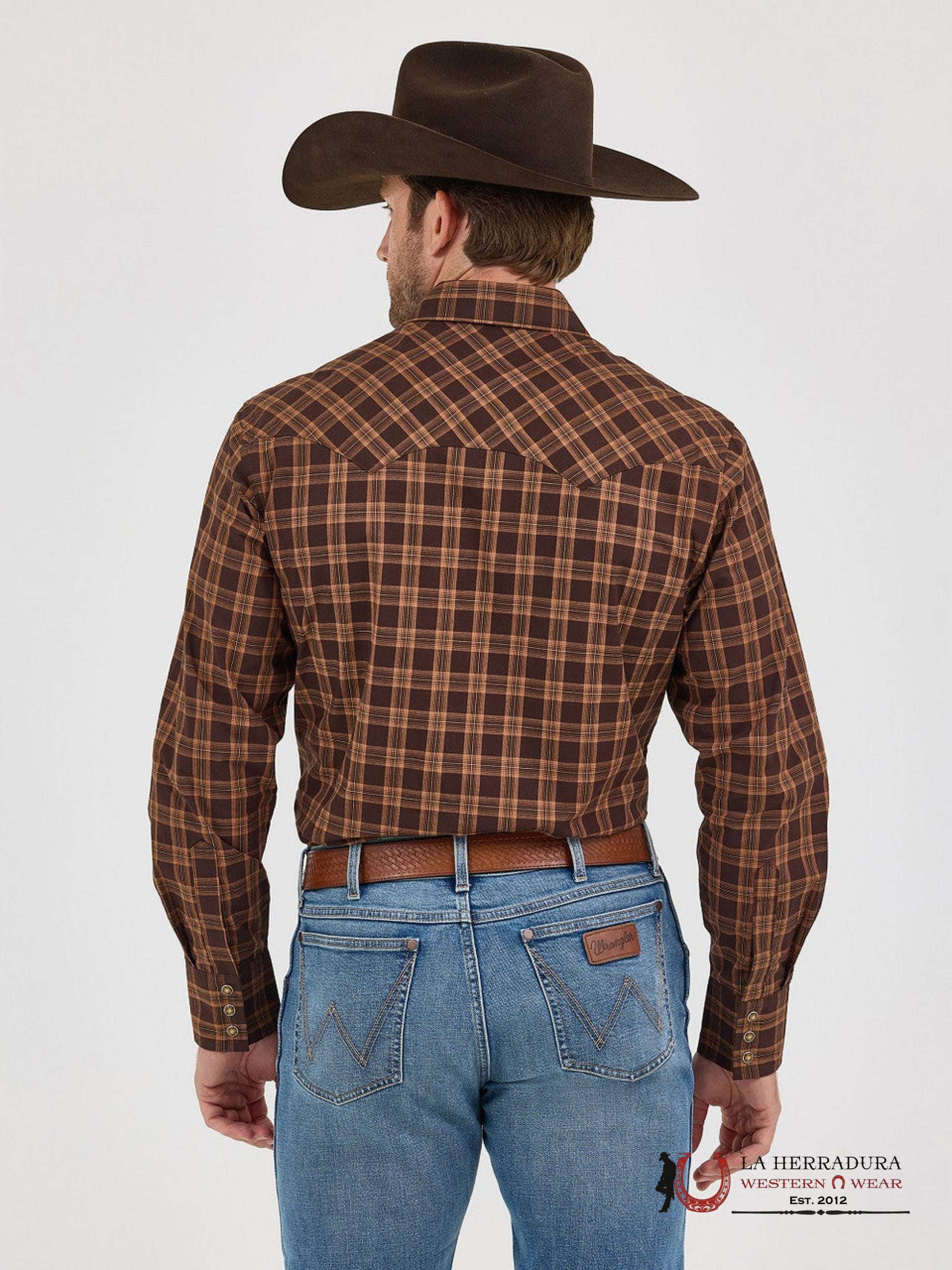 WRANGLER MENS CLASSIC FIT LONG SLEEVE BROWN 112368075 ROPA HOMBRES