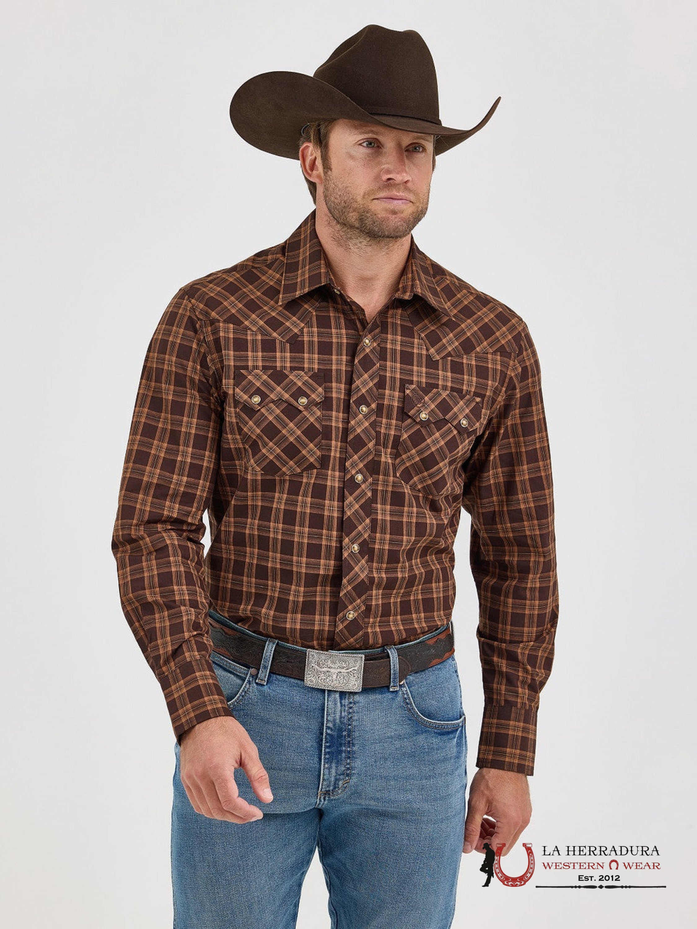 WRANGLER MENS CLASSIC FIT LONG SLEEVE BROWN 112368075 ROPA HOMBRES