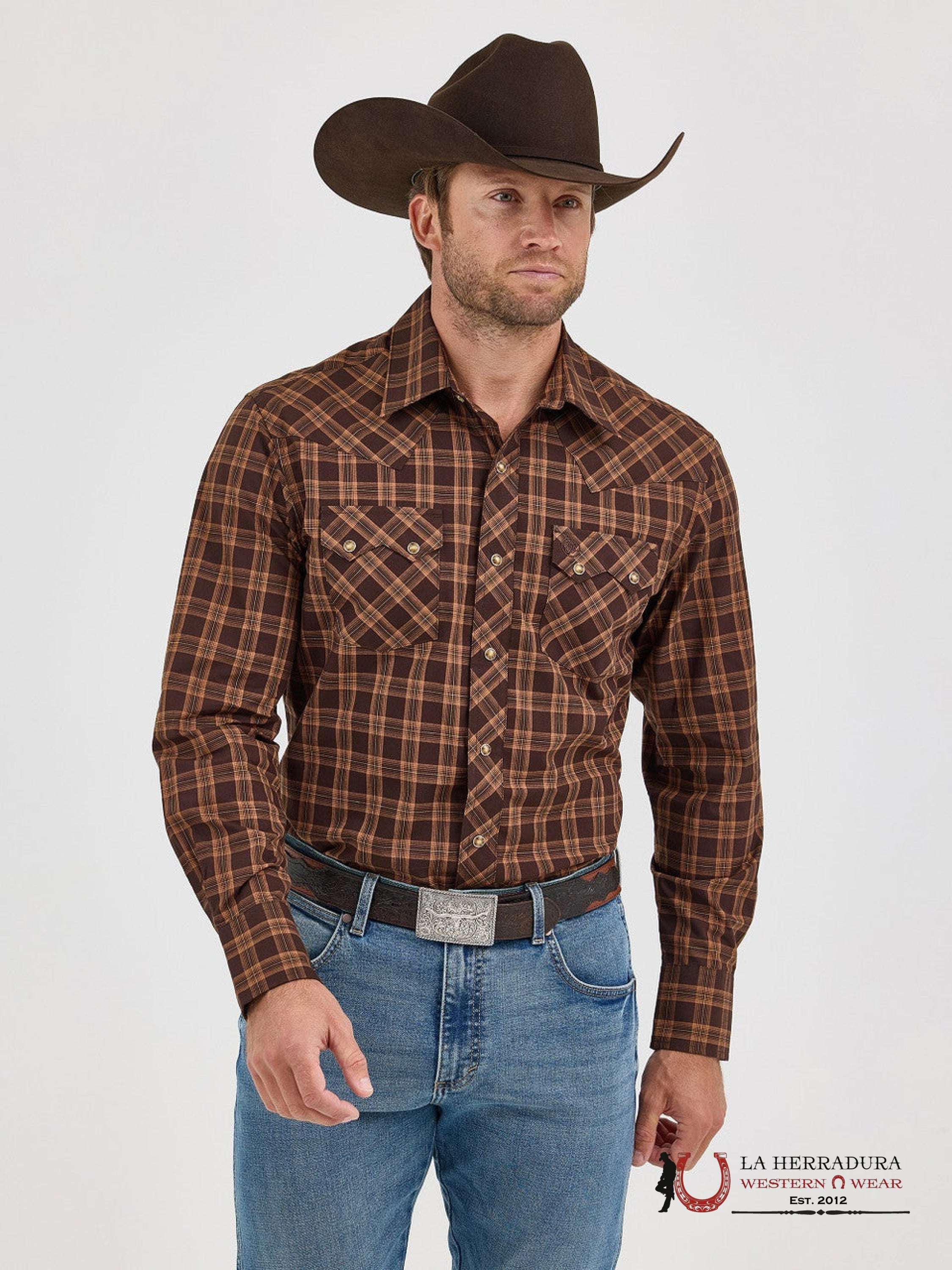 WRANGLER MENS CLASSIC FIT LONG SLEEVE BROWN 112368075 ROPA HOMBRES