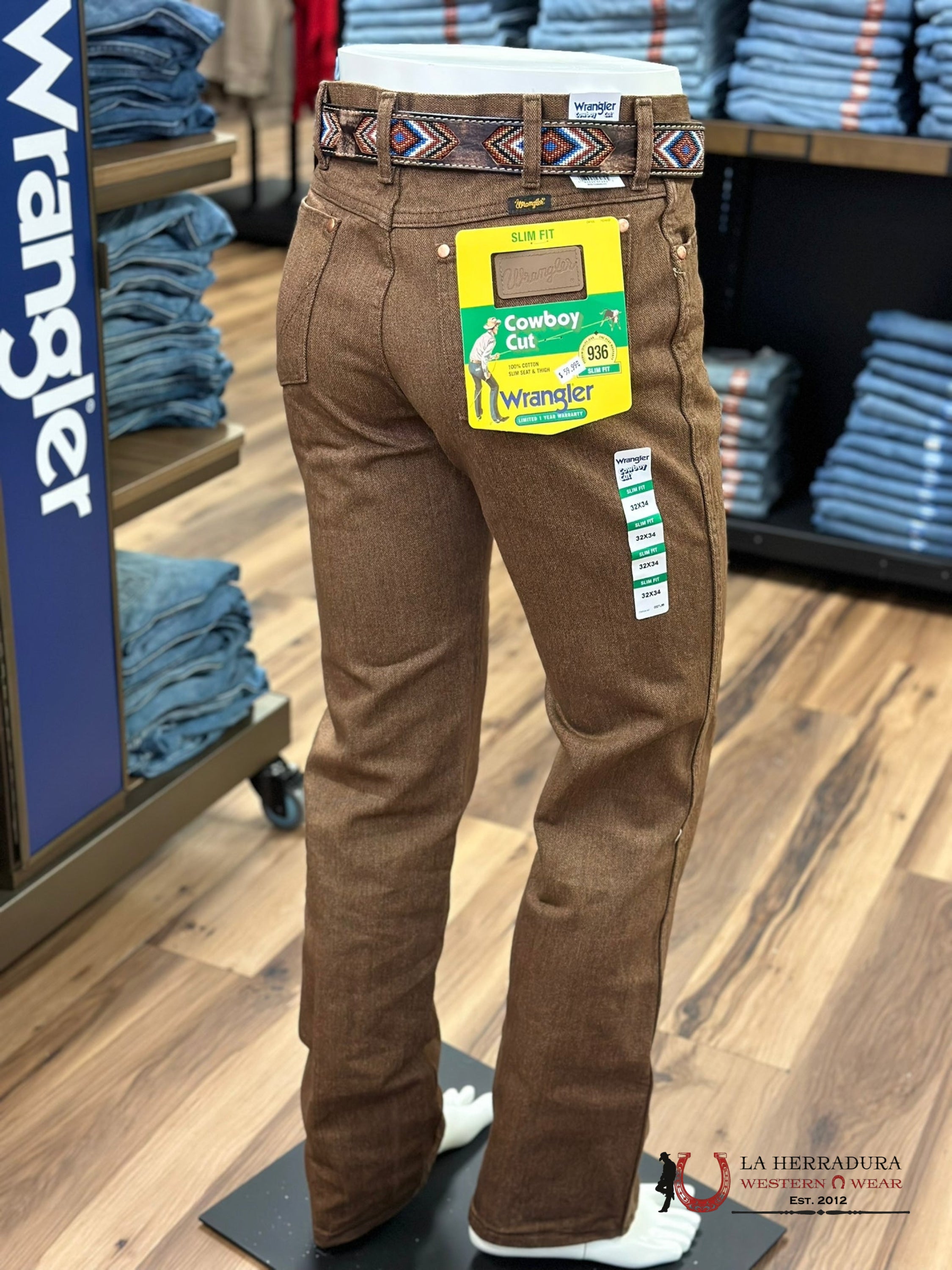 Wrangler Men’s Jeans Cowboy Cut Slim Fit Black Whiskey 100936Bwk