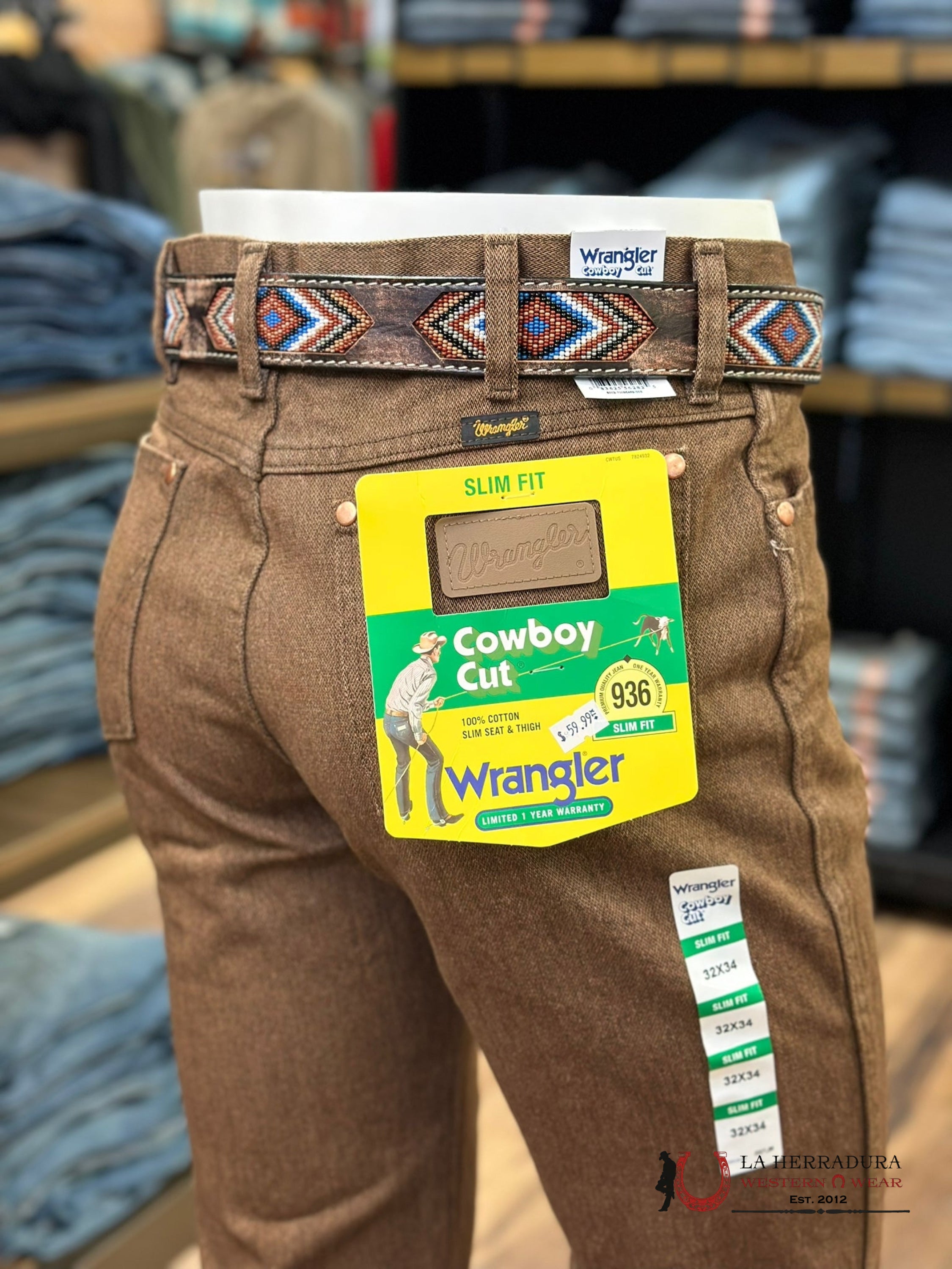 Wrangler Men’s Jeans Cowboy Cut Slim Fit Black Whiskey 100936Bwk