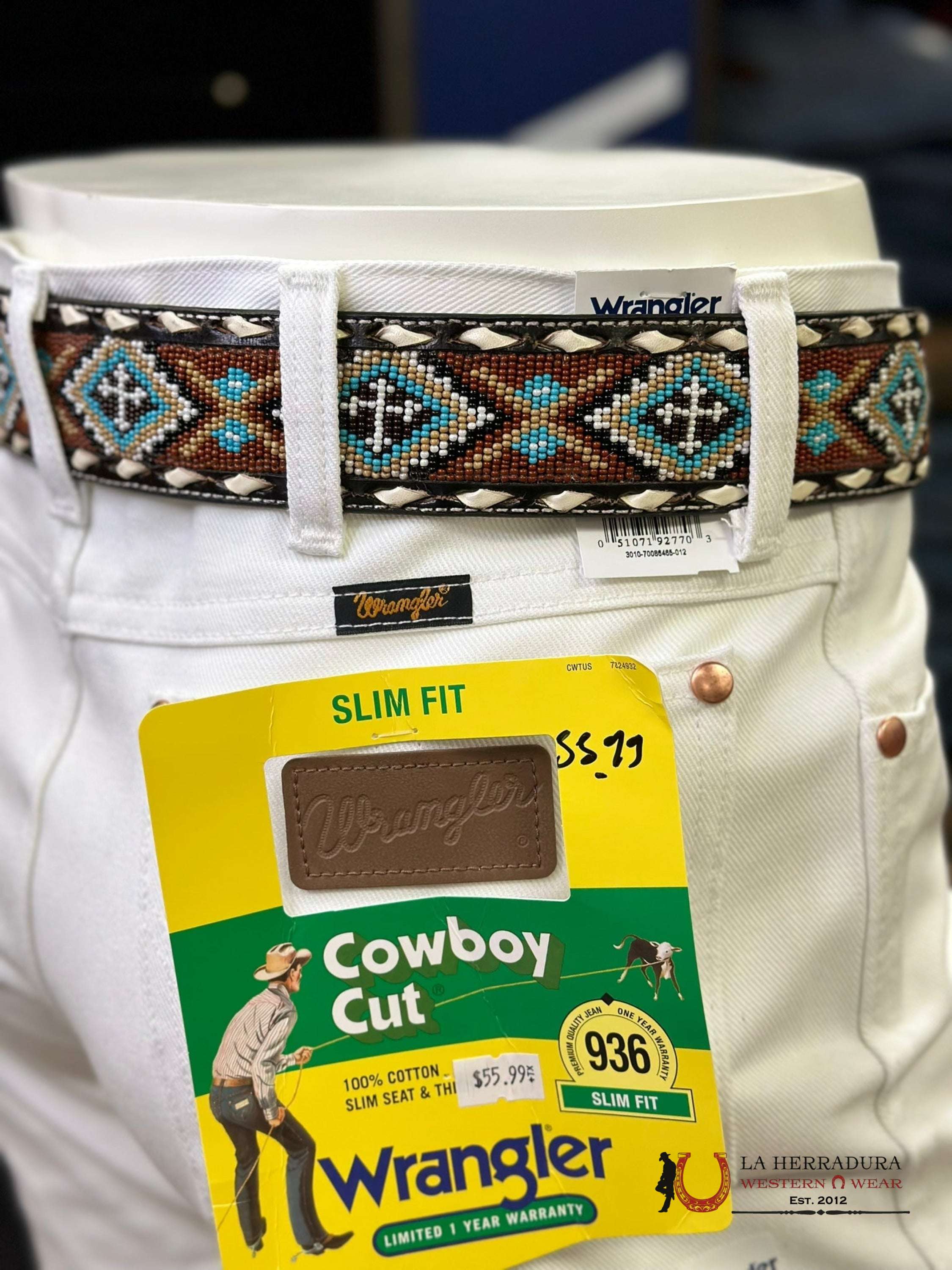 Wrangler Men’s Jeans Cowboy Cut Slim Fit White Wash 936Whi