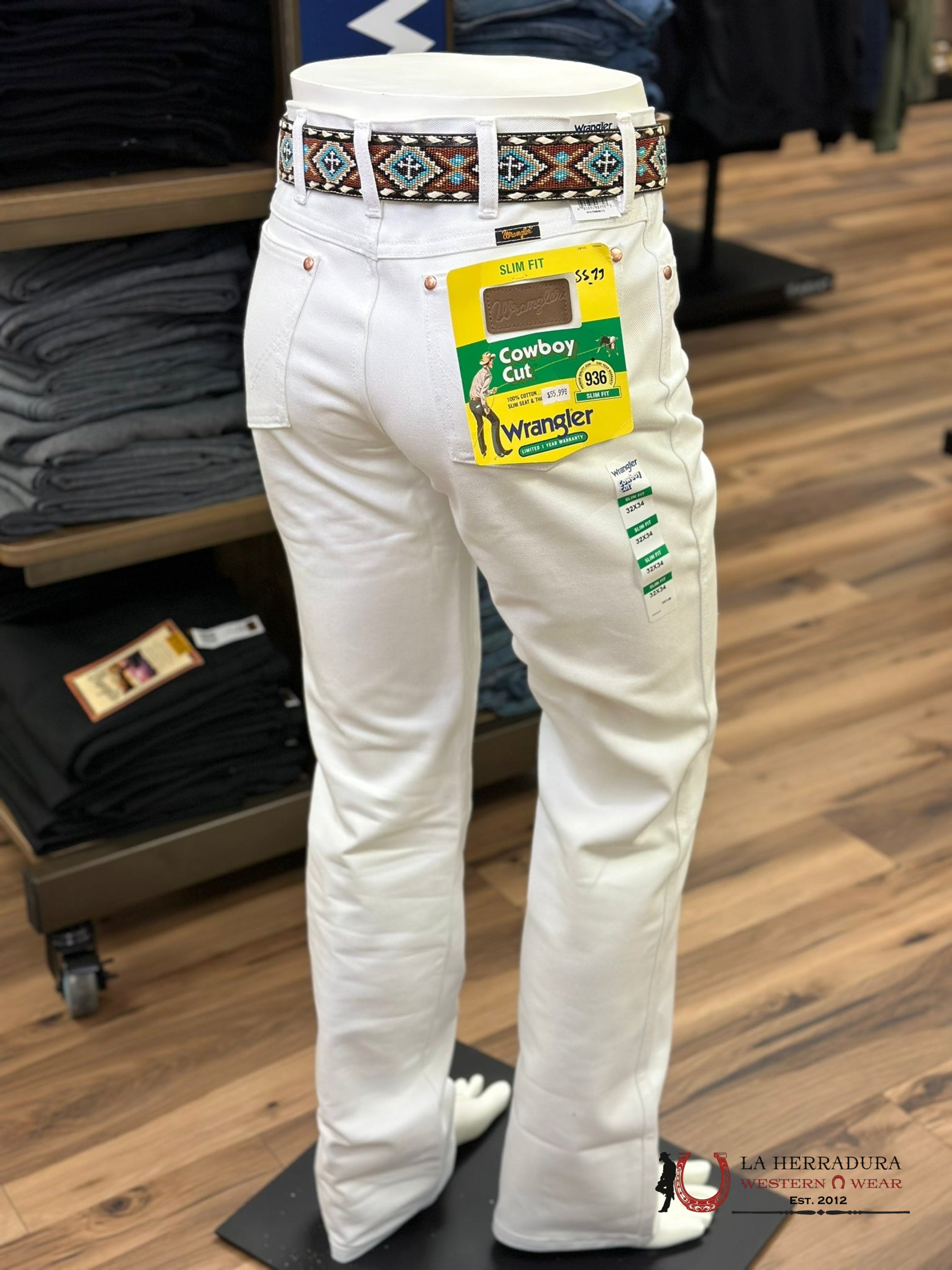 Wrangler Men’s Jeans Cowboy Cut Slim Fit White Wash 936Whi