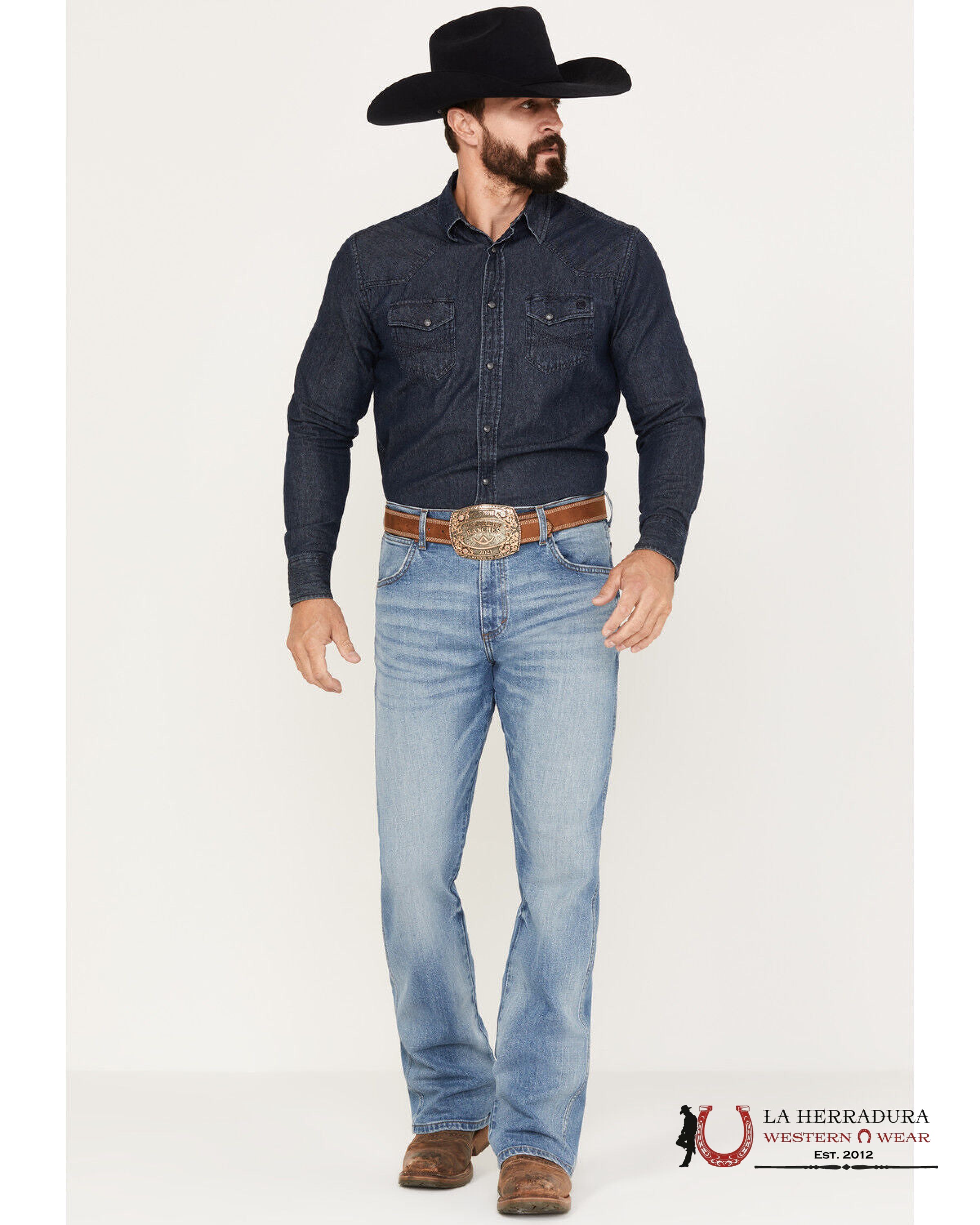 WRANGLER MEN’S JEANS RETRO RELAXED BOOT DARK BLUE WASH 112322489 WRANGLER JEANS