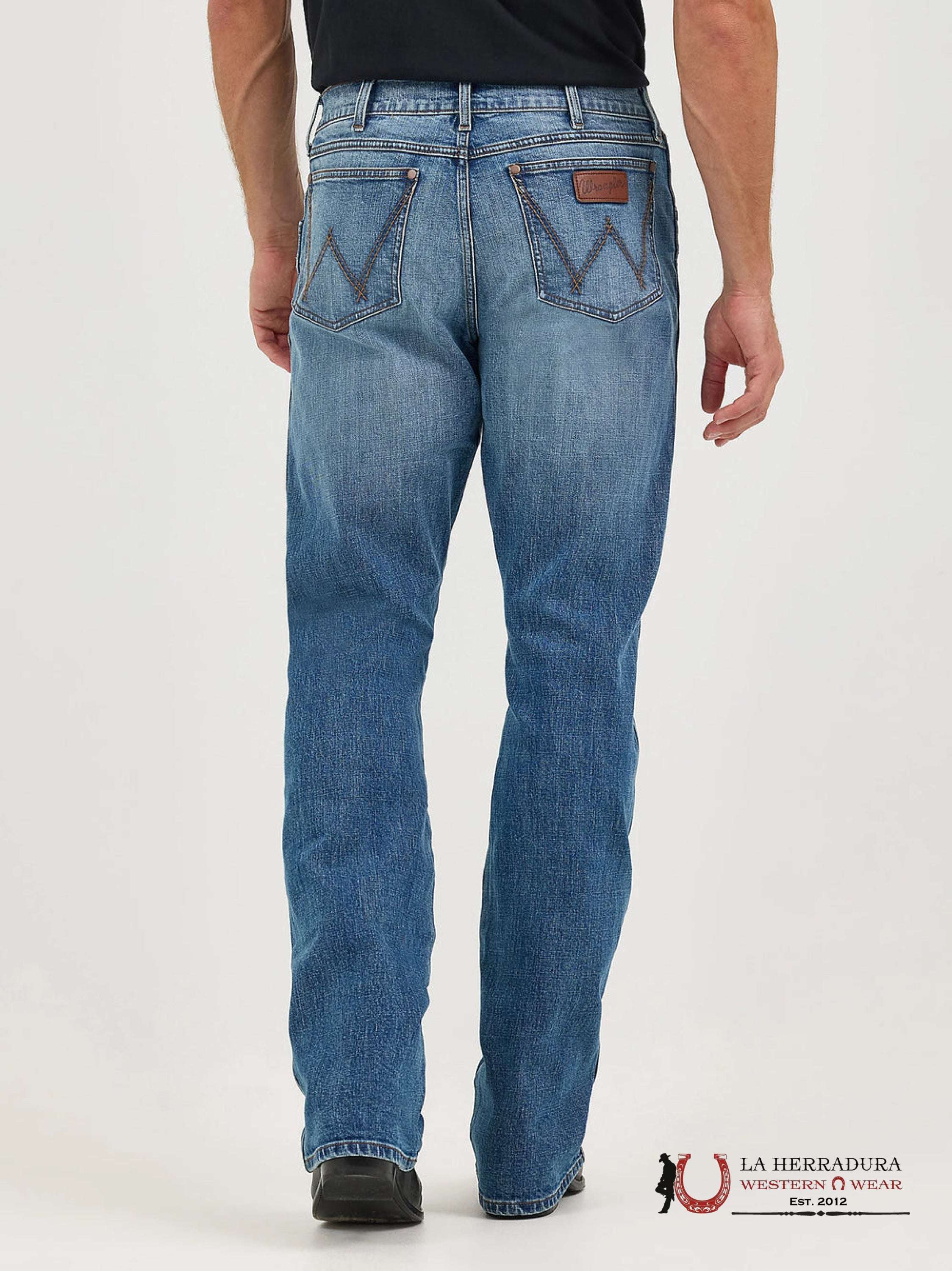WRANGLER MEN’S JEANS RETRO RELAXED BOOT DARK BLUE WASH 112367677 WRANGLER JEANS
