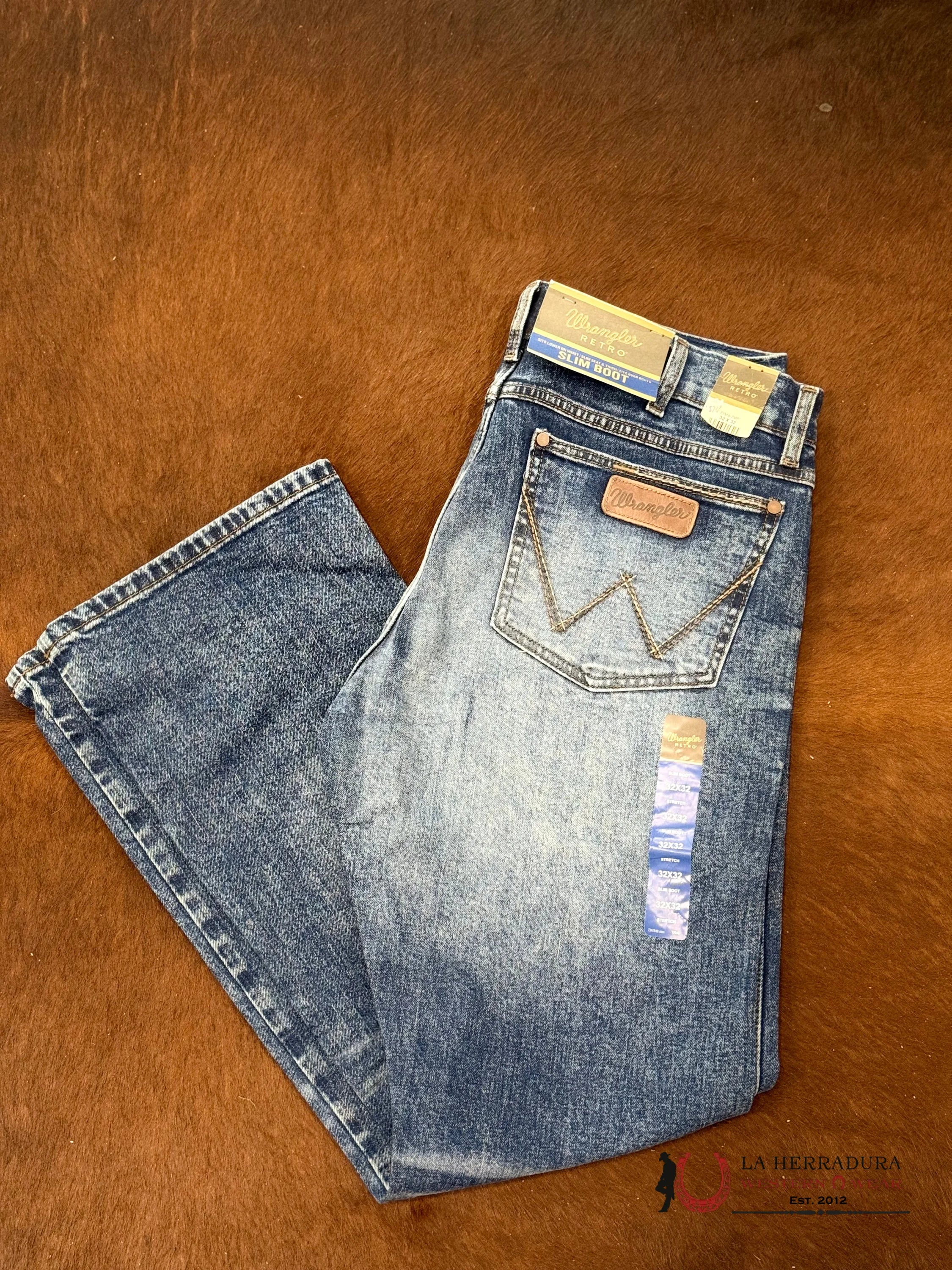 WRANGLER MEN’S JEANS RETRO SLIM BOOT 77MWZMP WRANGLER JEANS