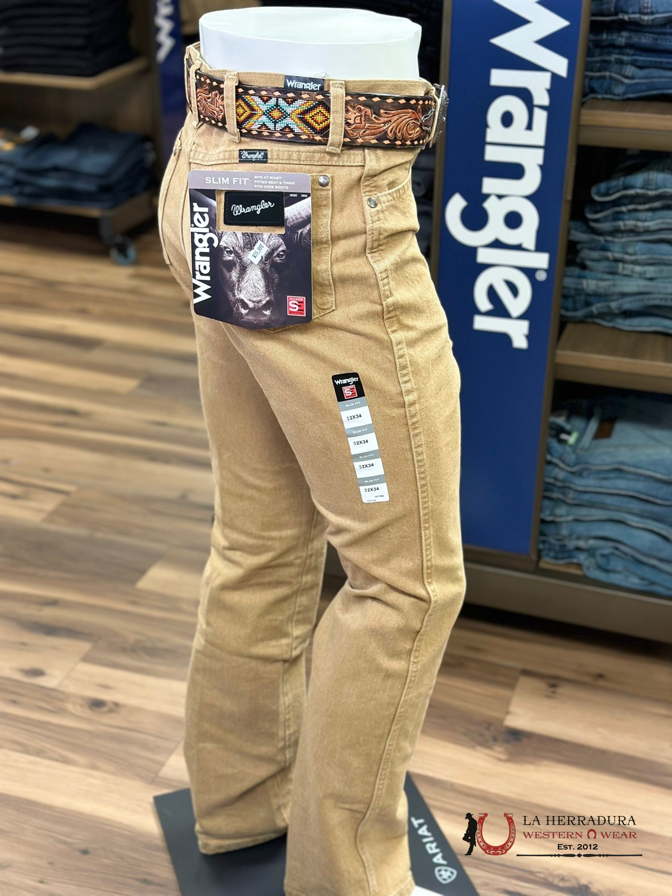 Wrangler Men’s Jeans Silver Edition Slim Fit Khaki Wash 10H33Setn