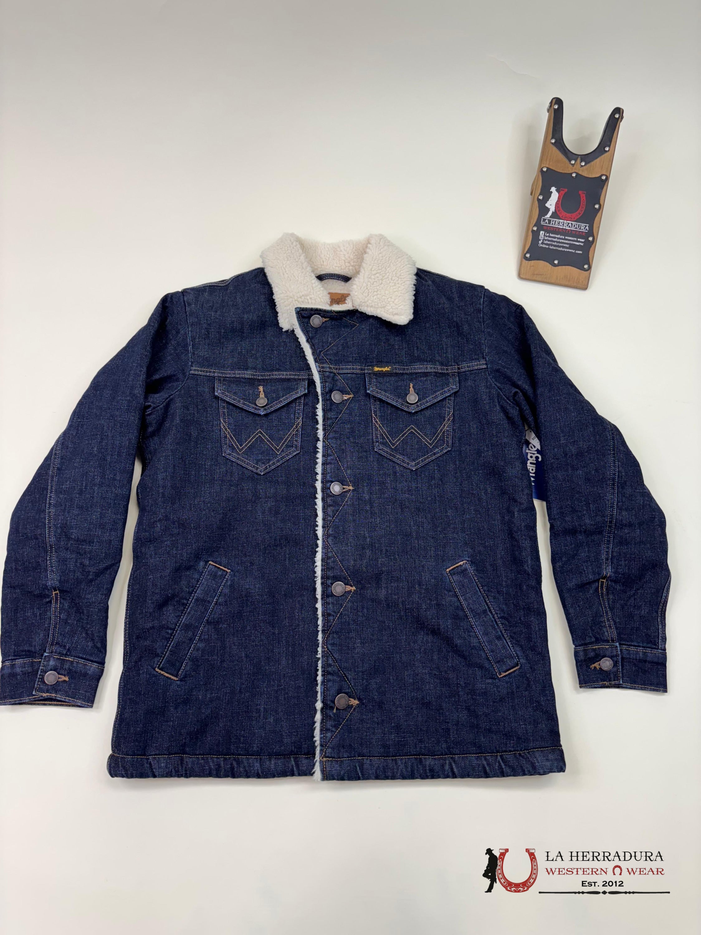 Wrangler Men’s Western Sherpa Lined Denim Wrange Jacket In Rustic Navy Ropa Hombres