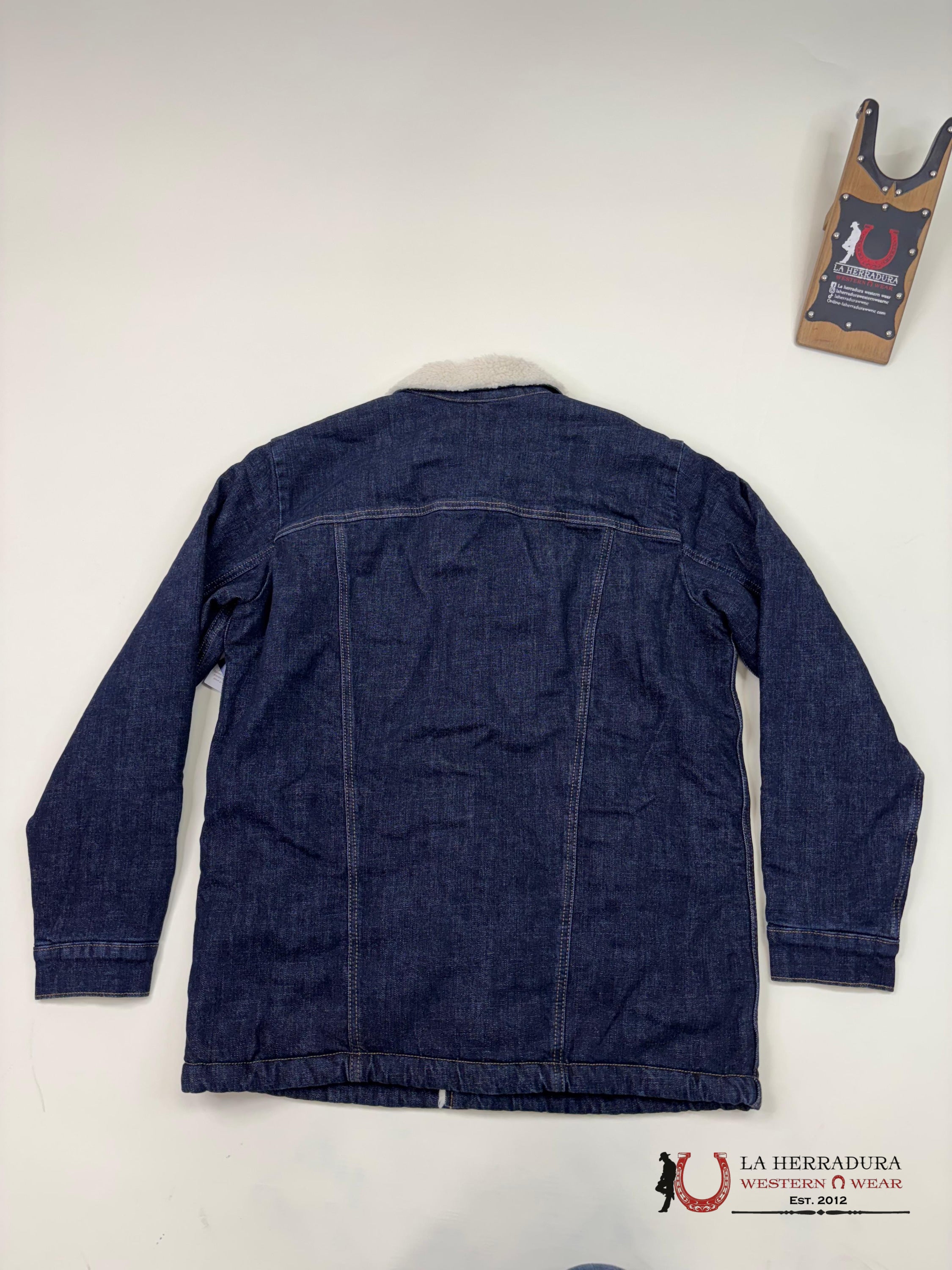 Wrangler Men’s Western Sherpa Lined Denim Wrange Jacket In Rustic Navy Ropa Hombres